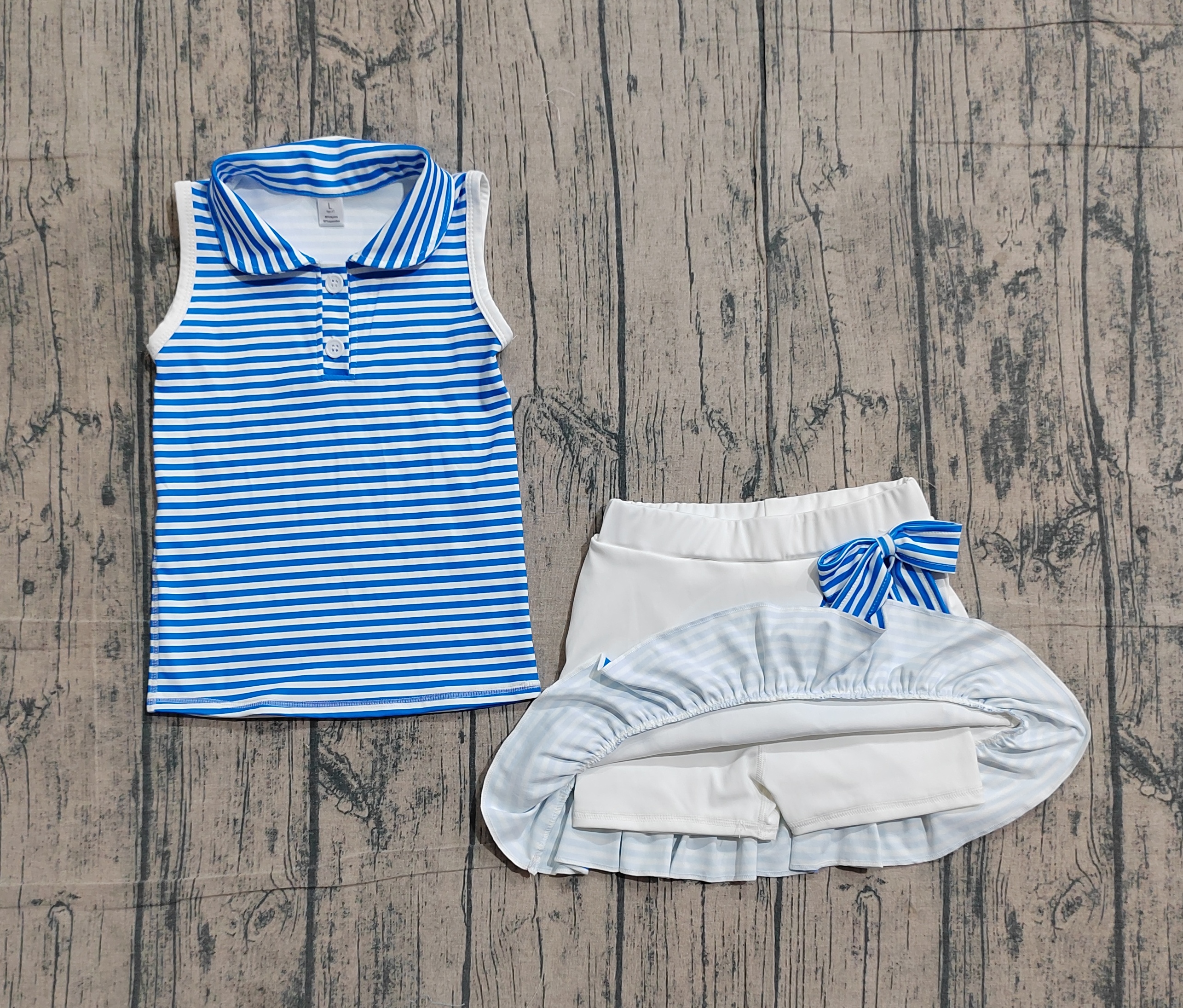 GSD3661 pre-order toddler clothes blue print girl yoga summer set-real pic 2026.3.20 