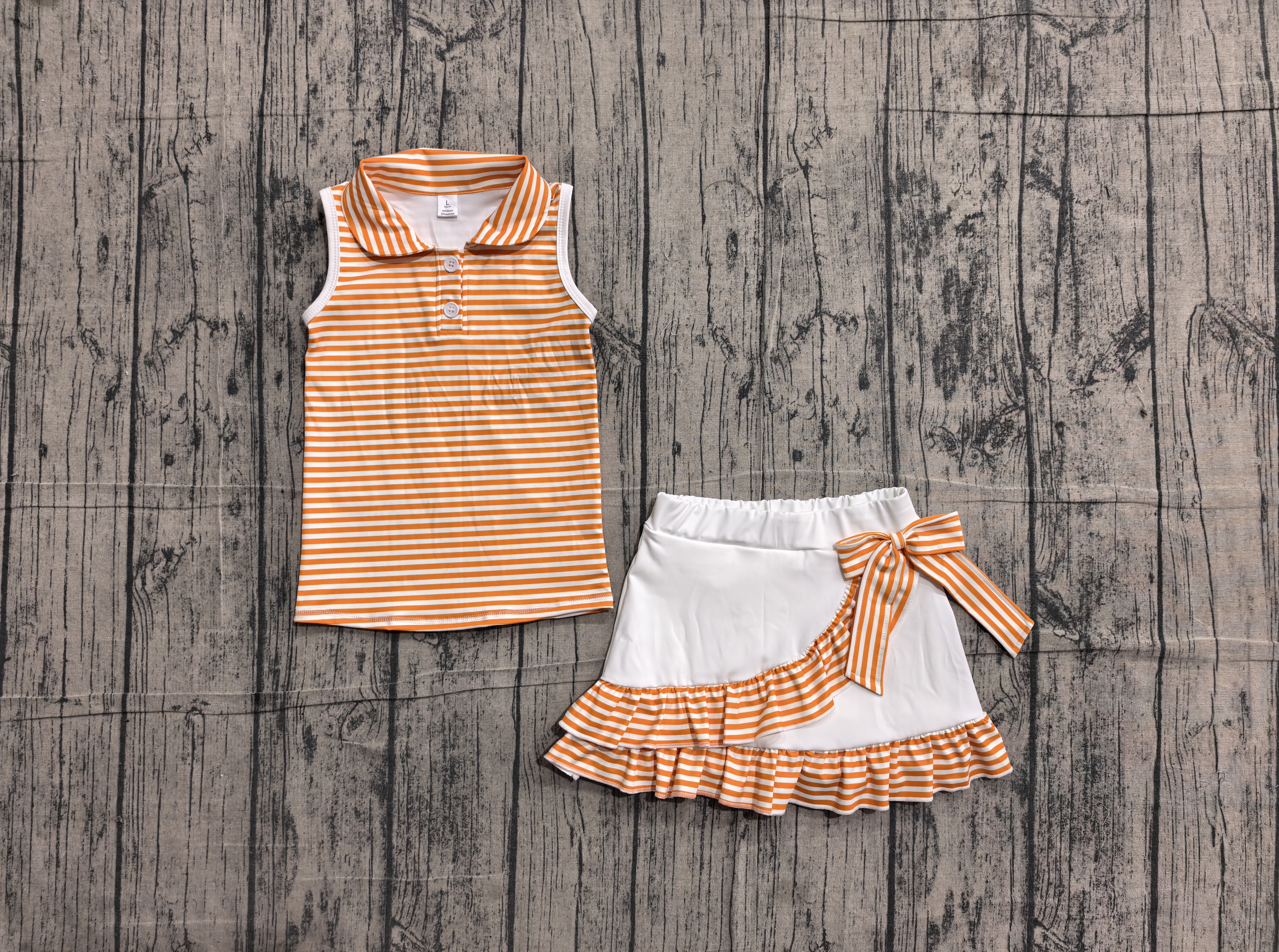 GSD3663 pre-order toddler clothes orange print girl yoga summer set-real pic 2026.5.28 