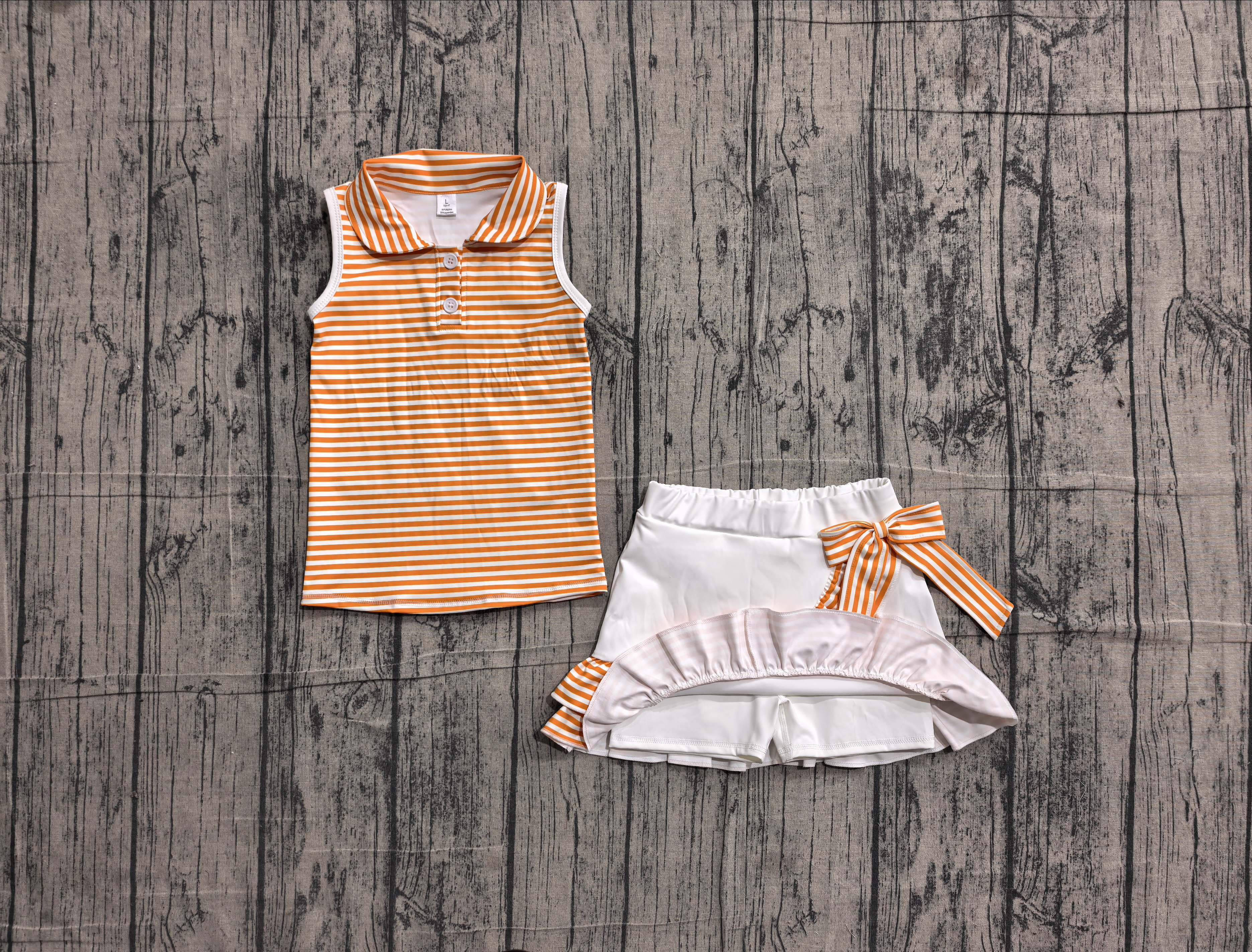 GSD3663 pre-order toddler clothes orange print girl yoga summer set-real pic 2026.5.28 