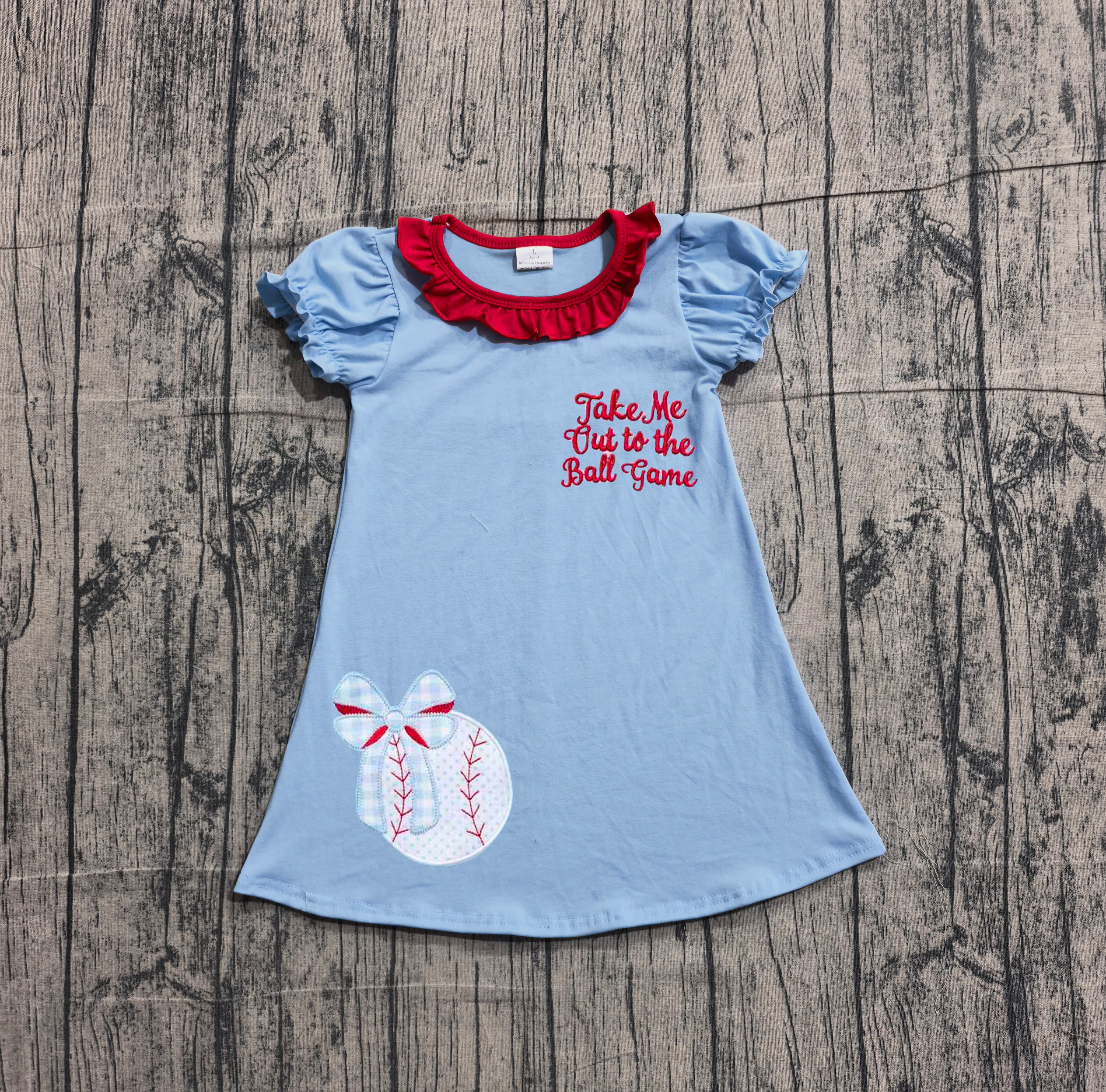GSD3685 pre-order kids girl clothes baseball print girl summer dress-real pic 2026.1.30