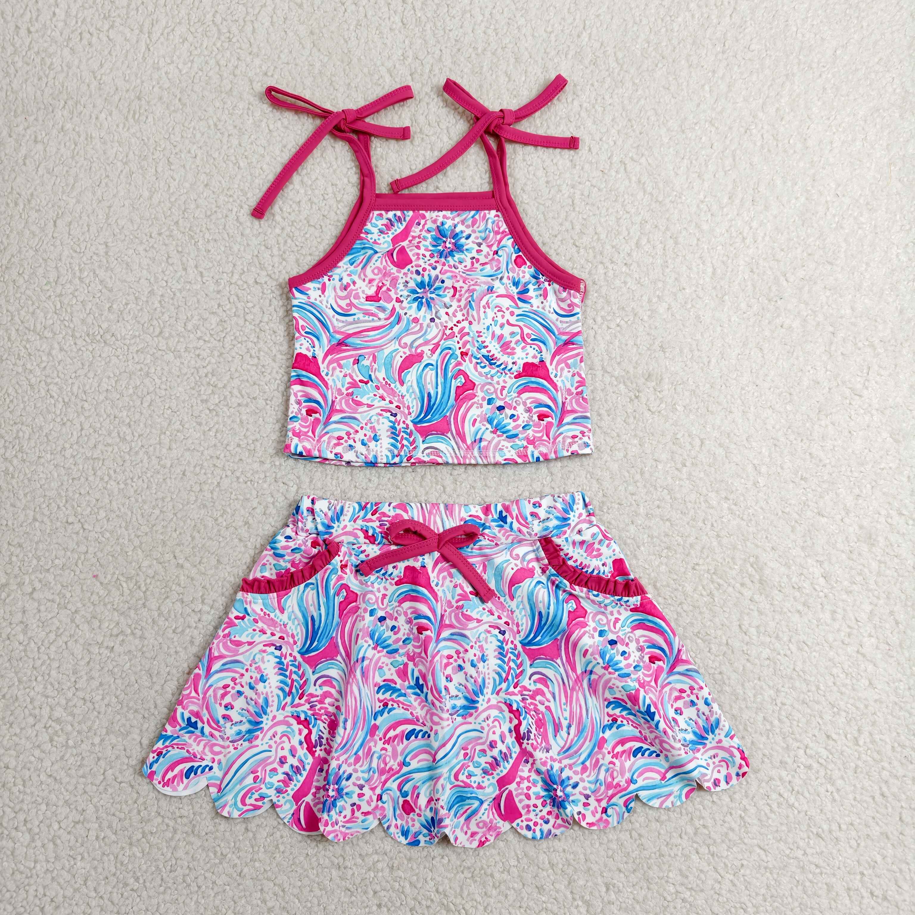 GSD3728 RTS baby girl clothes seaweed  toddler girl yoga skirt outfit sports clothes
