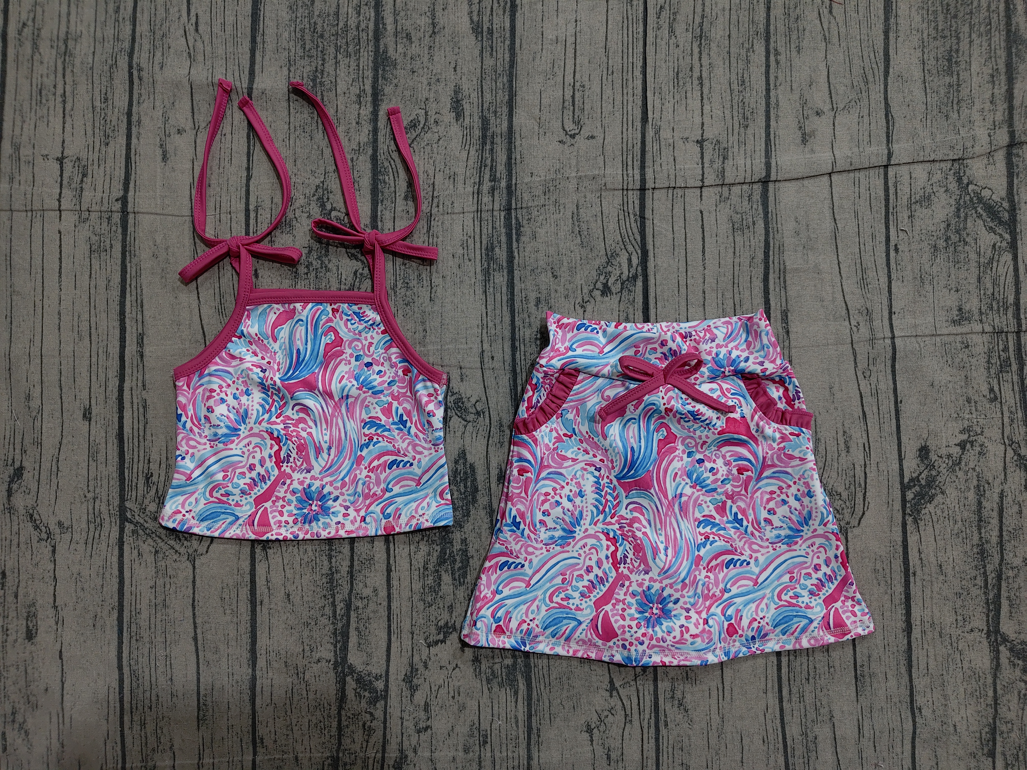 GSD3728 pre-order baby girl clothes seaweed print toddler girl yoga skirt outfit-real pic 2026.4.1 