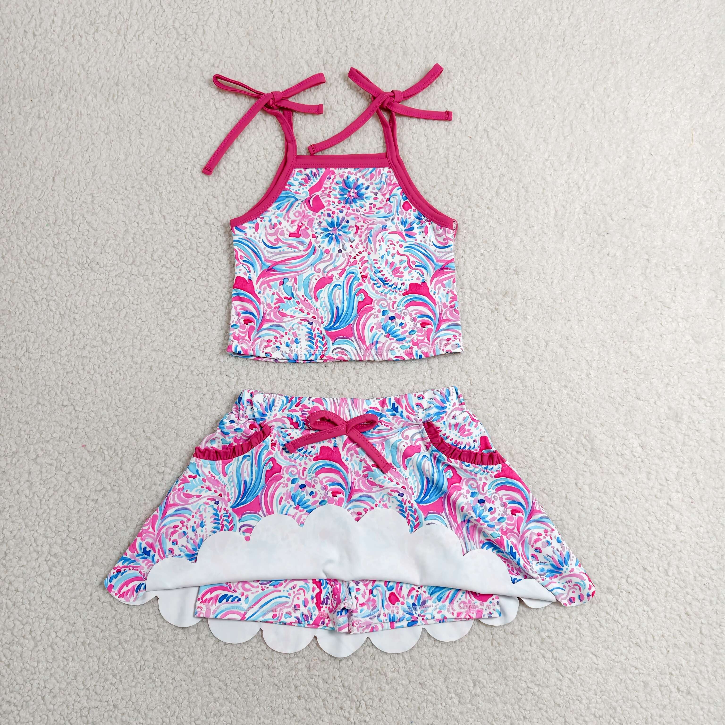 GSD3728 RTS baby girl clothes seaweed  toddler girl yoga skirt outfit sports clothes