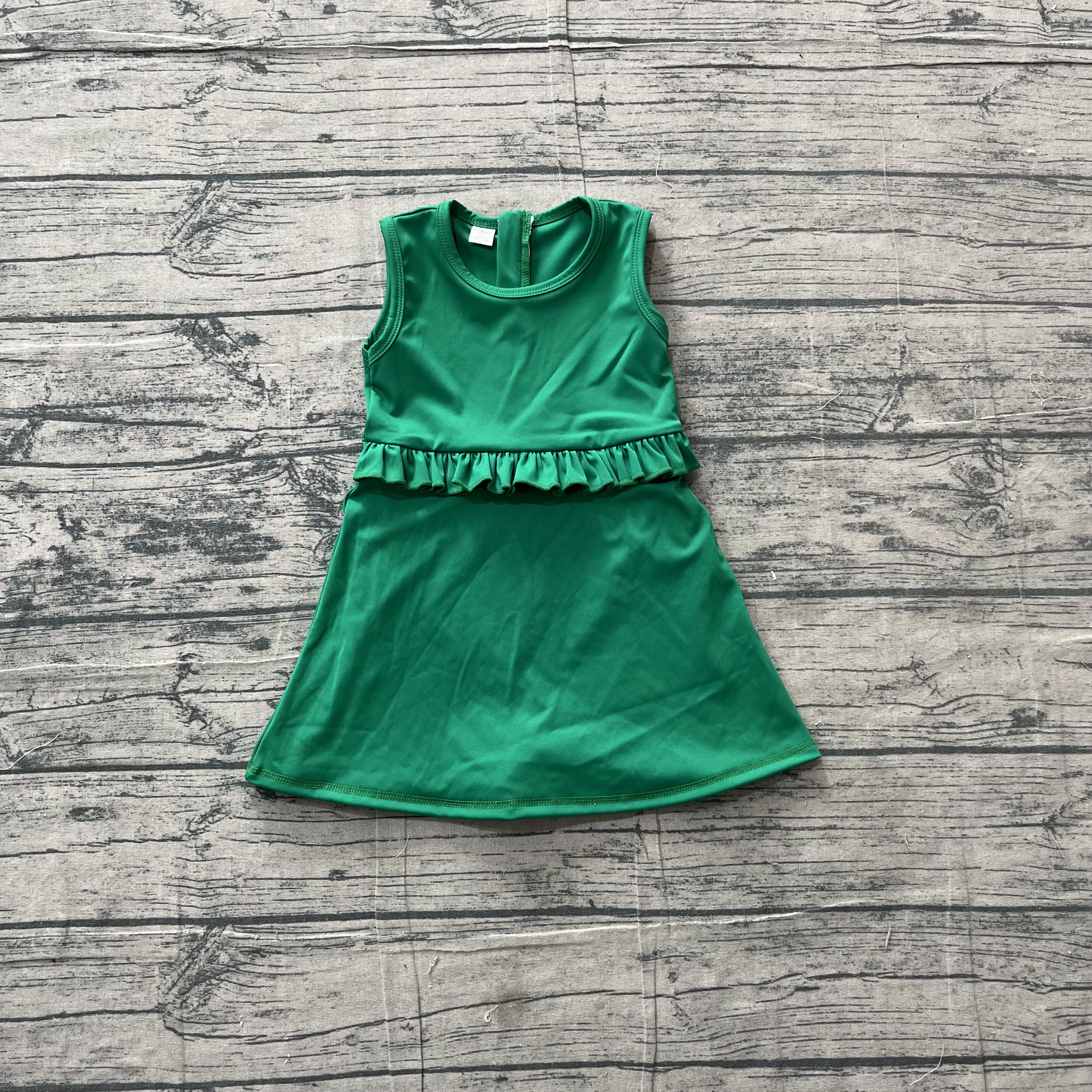 GSD3742 pre-order toddler clothes green print girl yoga summer dress-real pic 2026.5.4 
