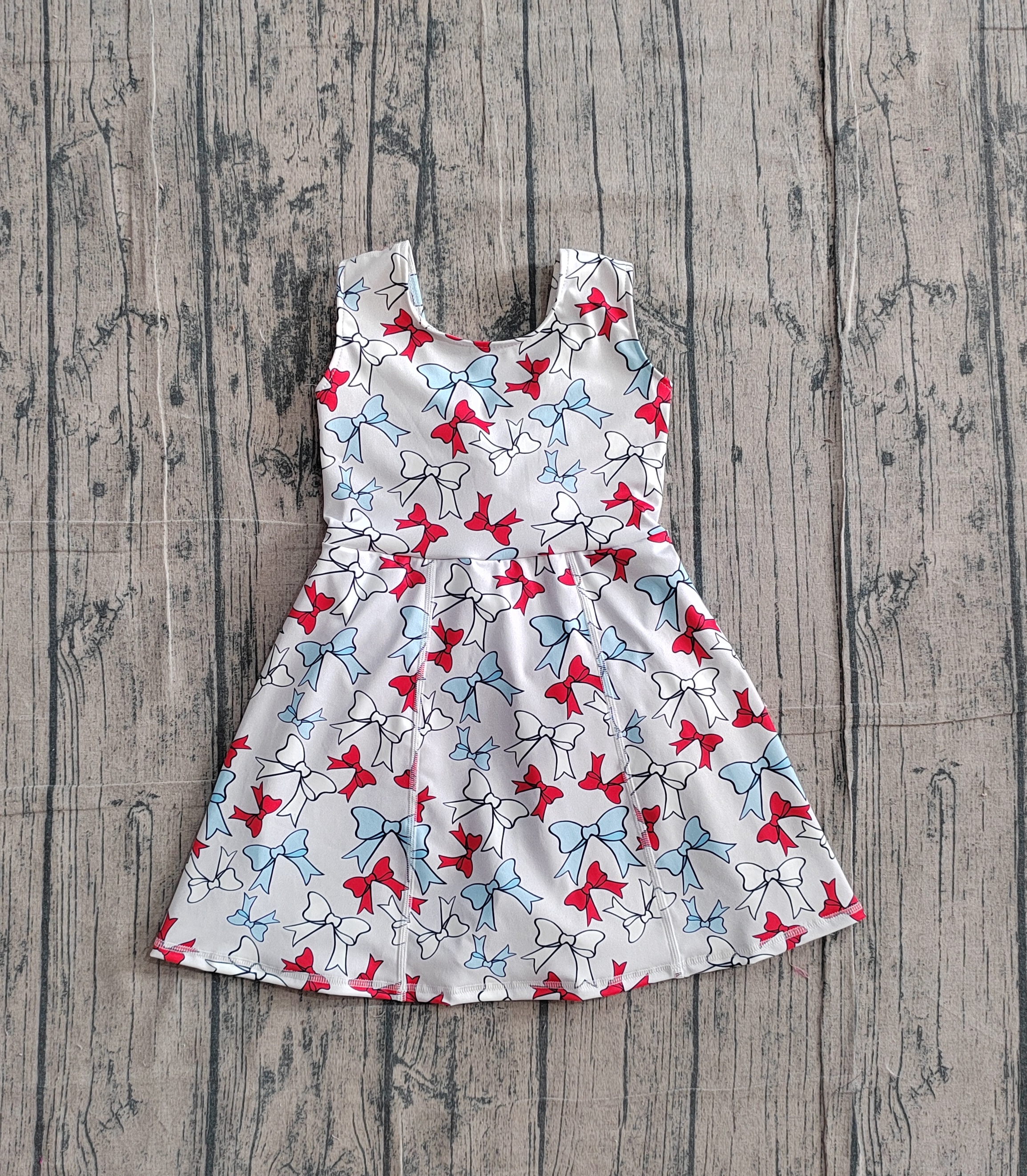 GSD3752 pre-order toddler clothes bows print girl 4th of July yoga summer dress-real pic 2026.2.4 
