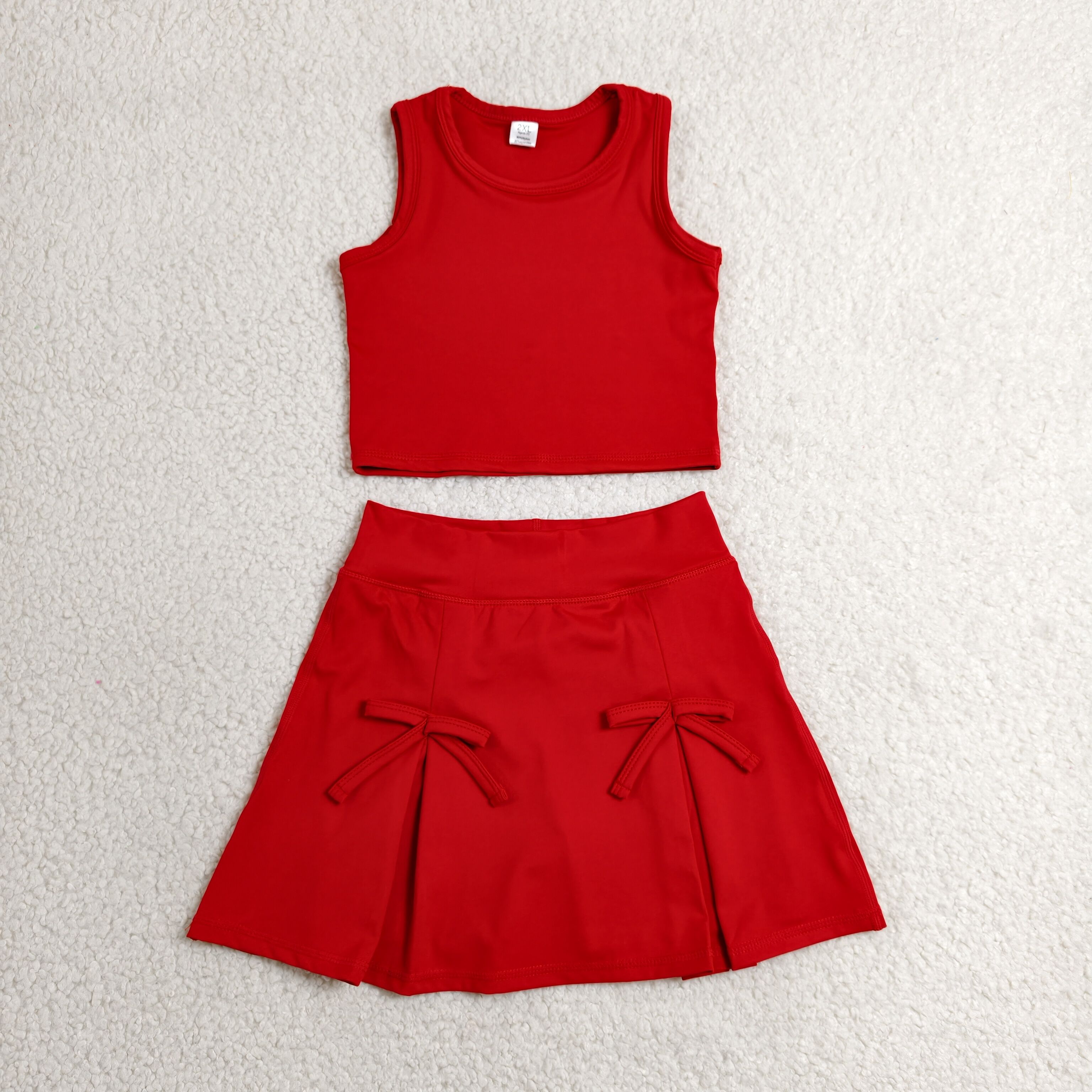 RTS GSD3759 toddler clothes red girl yoga summer dress sports clothing set