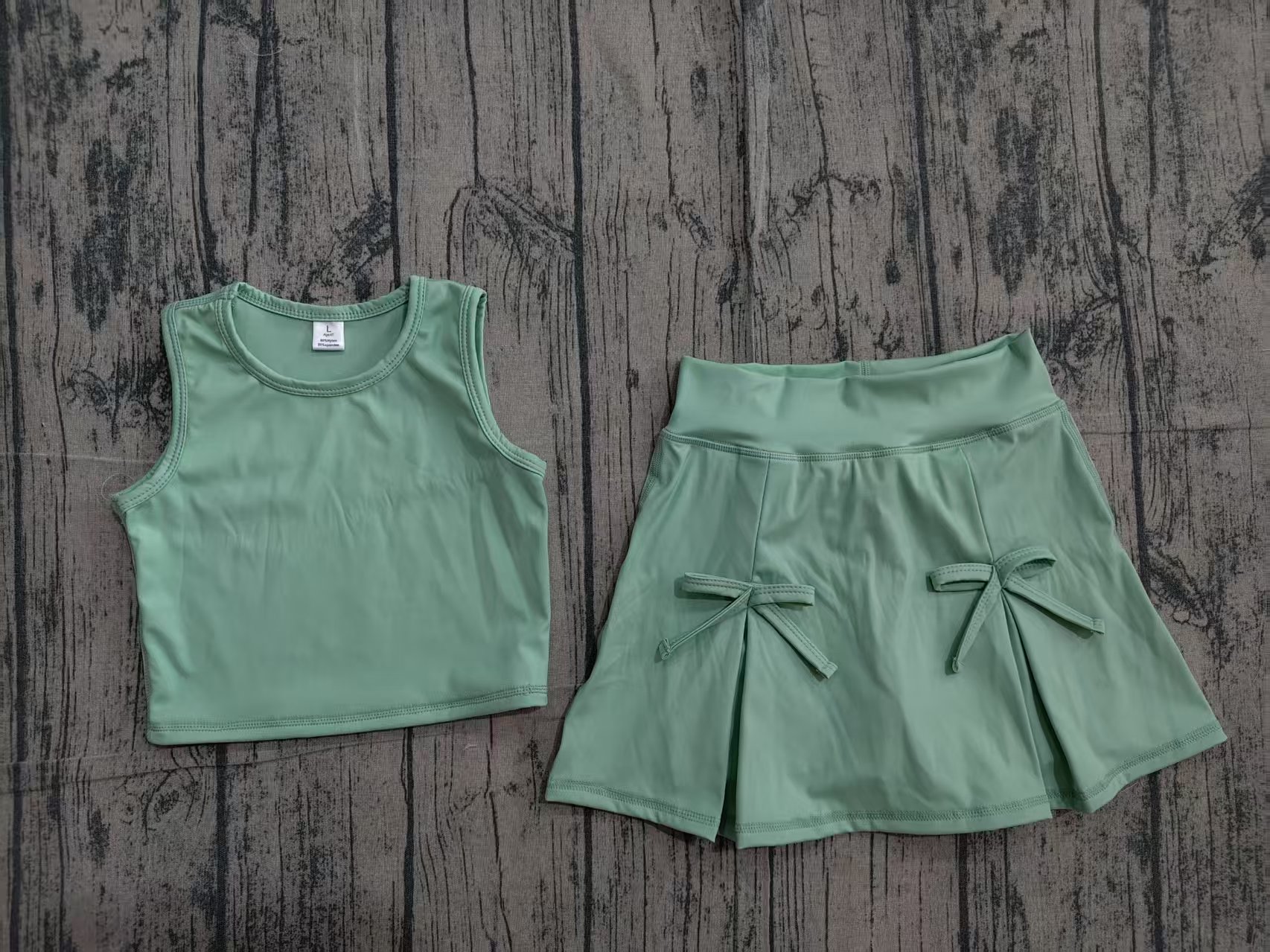 GSD3760 pre-order toddler clothes green color print girl yoga summer dress-real pic 2026.4.6