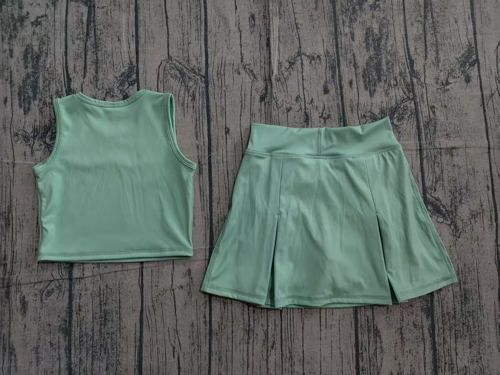 GSD3760 pre-order toddler clothes green color print girl yoga summer dress-real pic 2026.4.6