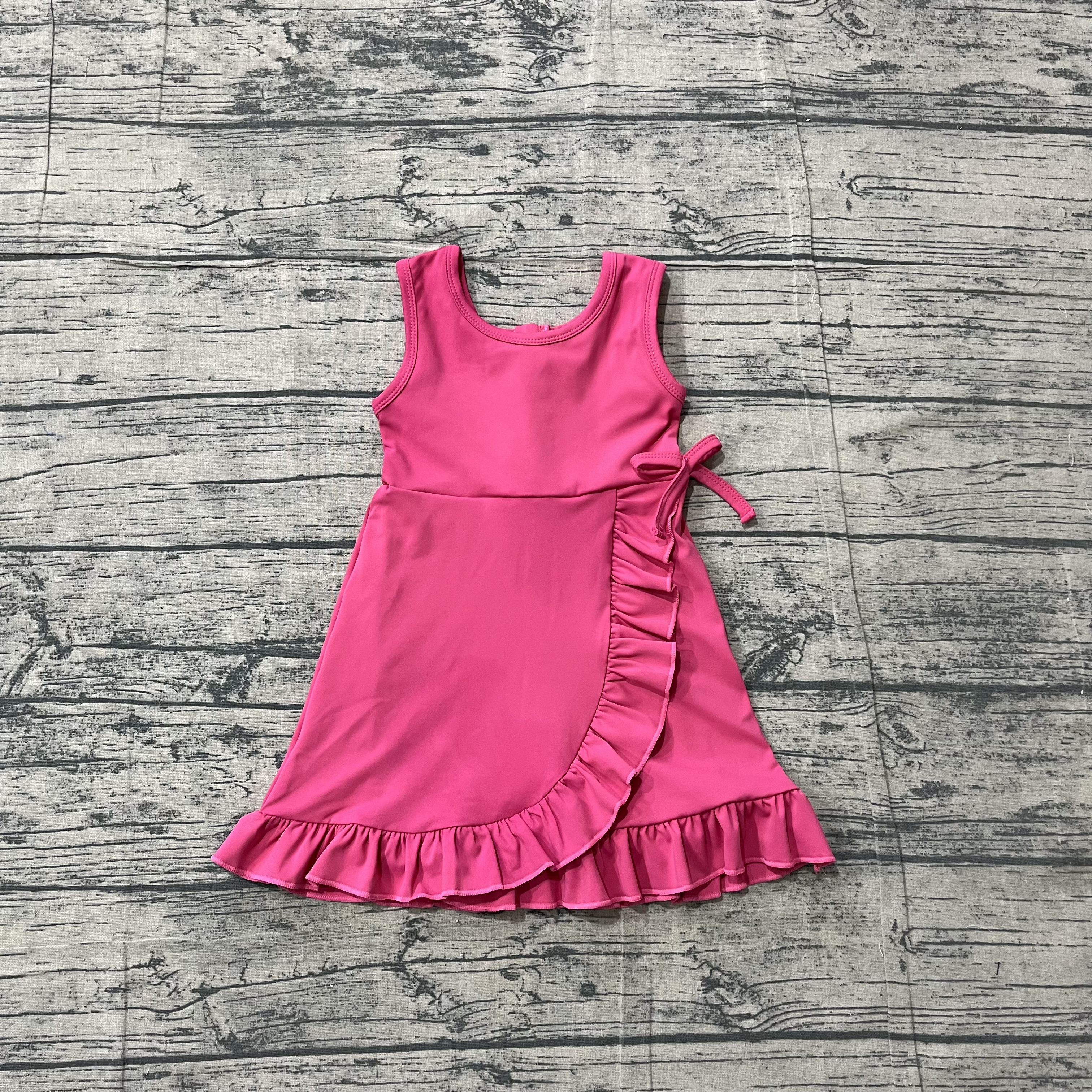 GSD3766 pre-order toddler clothes pink print girl yoga summer dress-real pic 2026.4.30