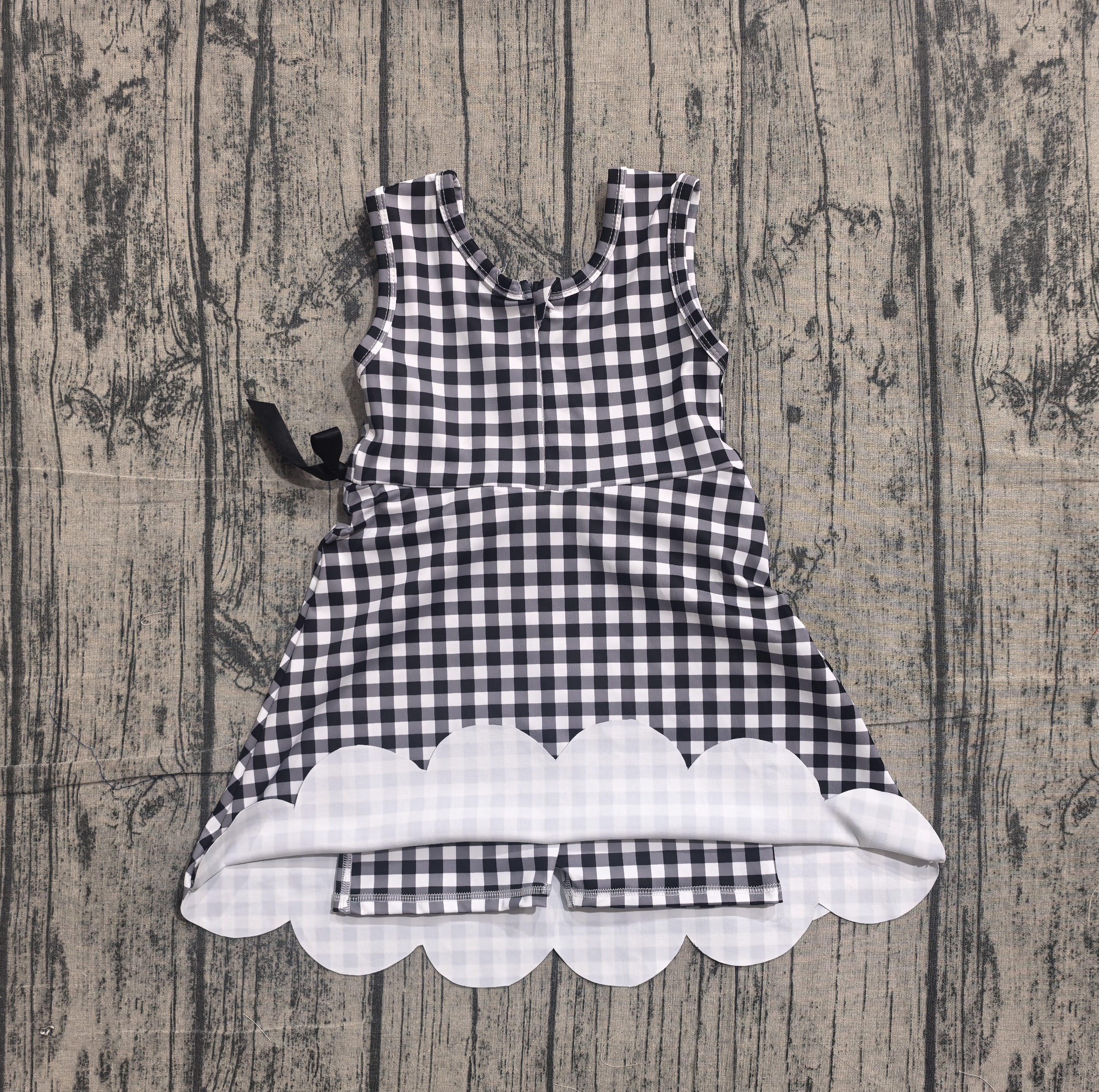GSD3777  pre-order toddler clothes black gingham print girl yoga summer dress-real pic 2026.4.17 