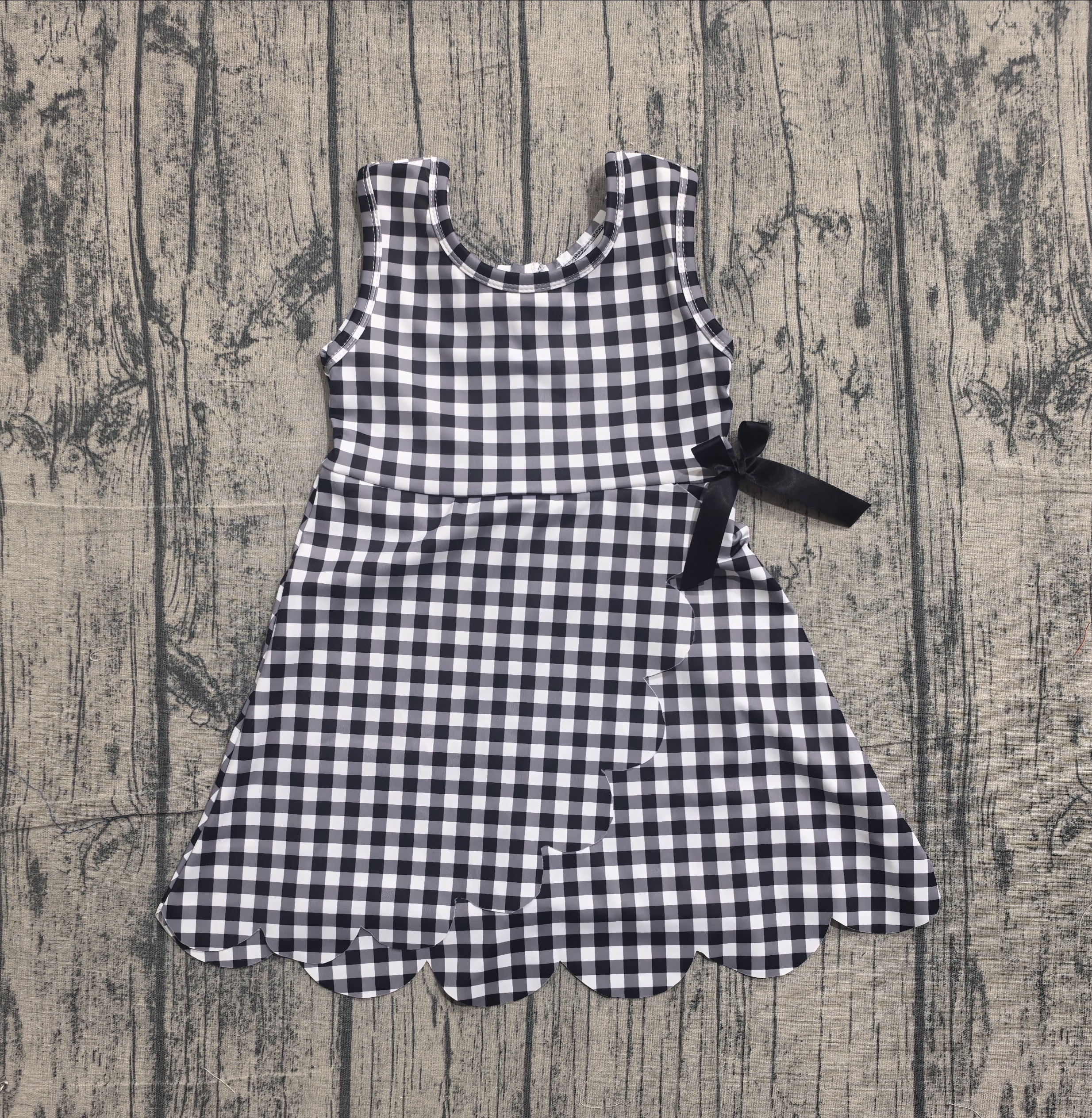 GSD3777  pre-order toddler clothes black gingham print girl yoga summer dress-real pic 2026.4.17 