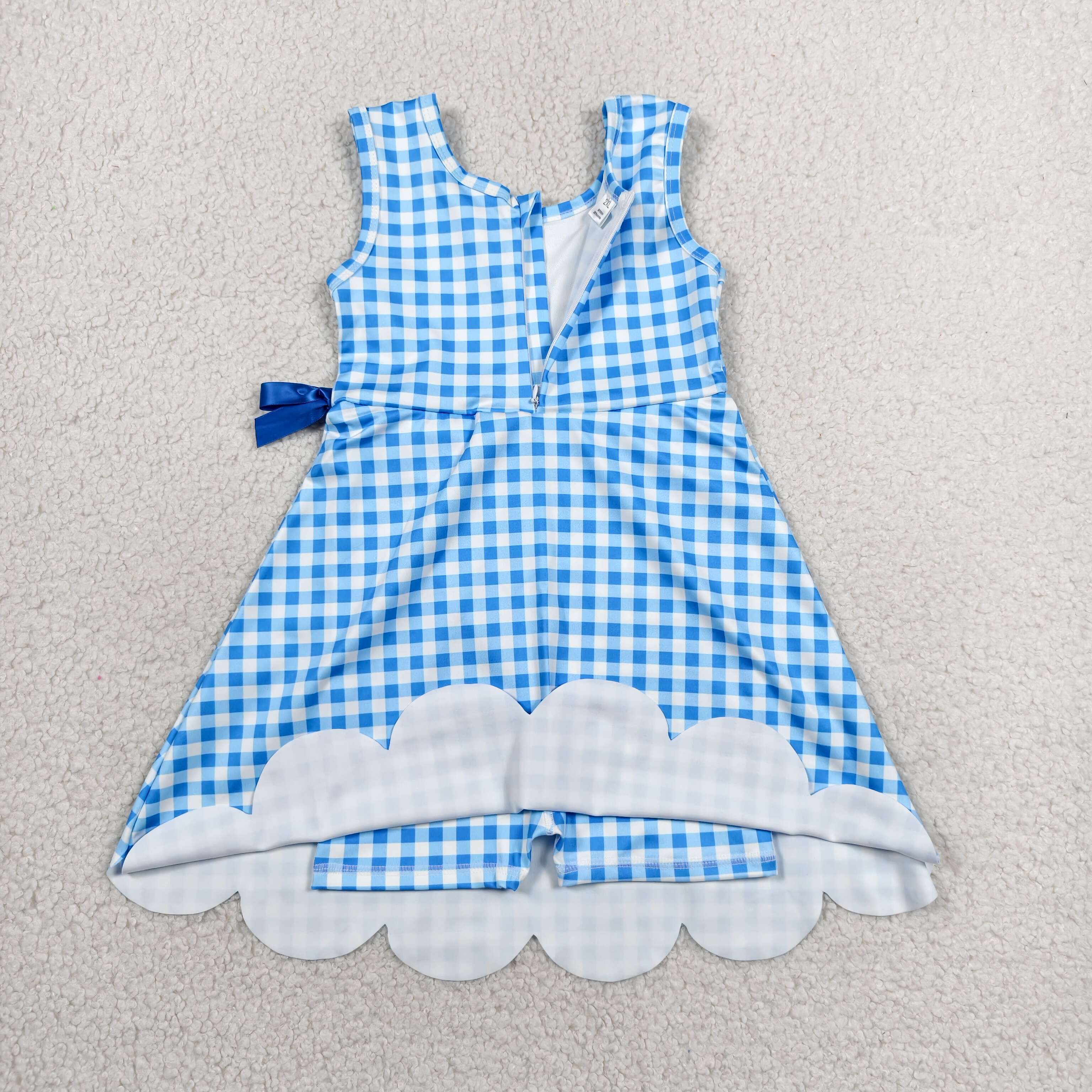 GSD3778 RTS toddler clothes blue  gingham girl yoga summer dress sports clothing