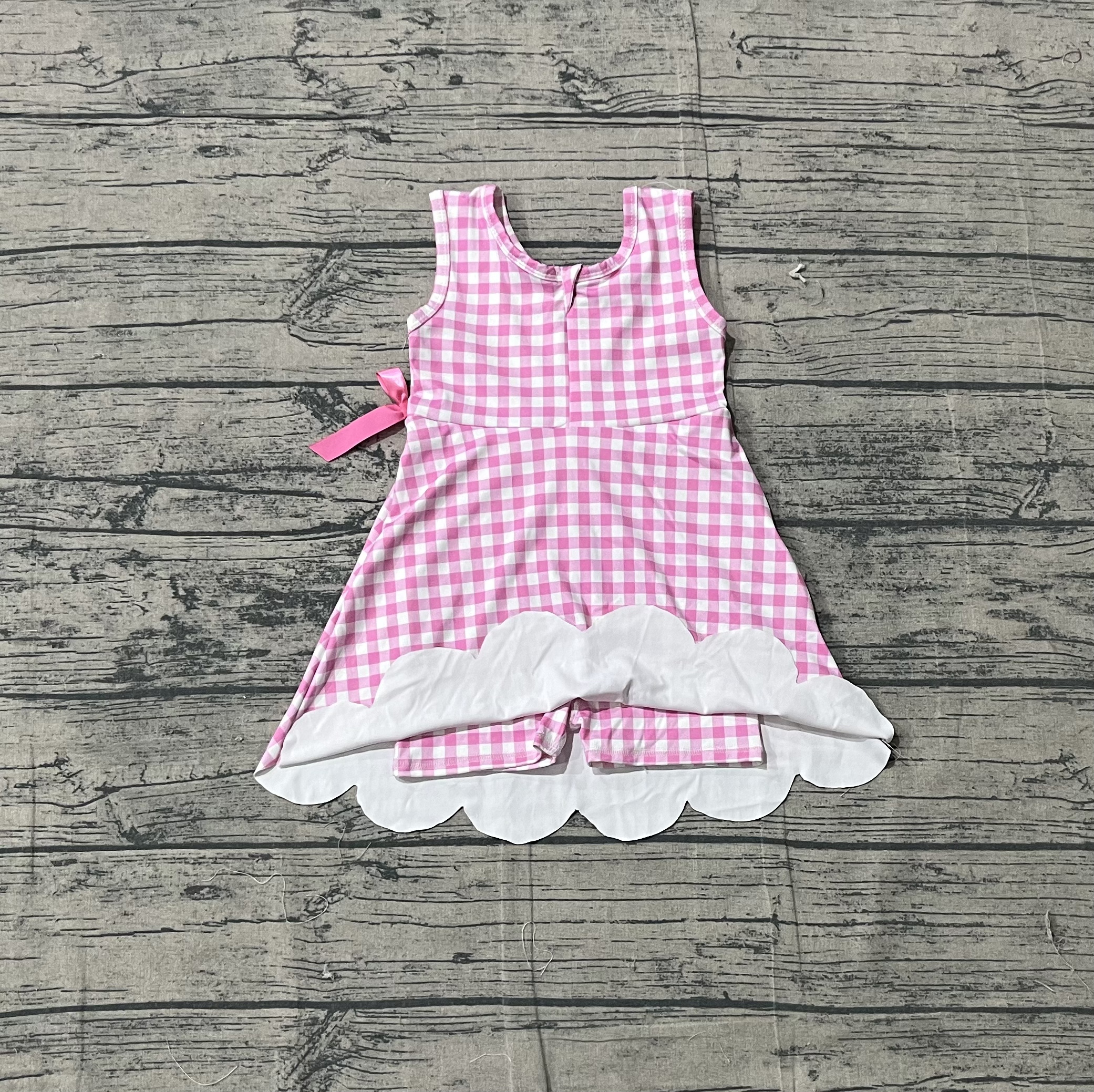 GSD3779 pre-order toddler clothes pink gingham print girl yoga summer dress-real pic 2026.3.5 