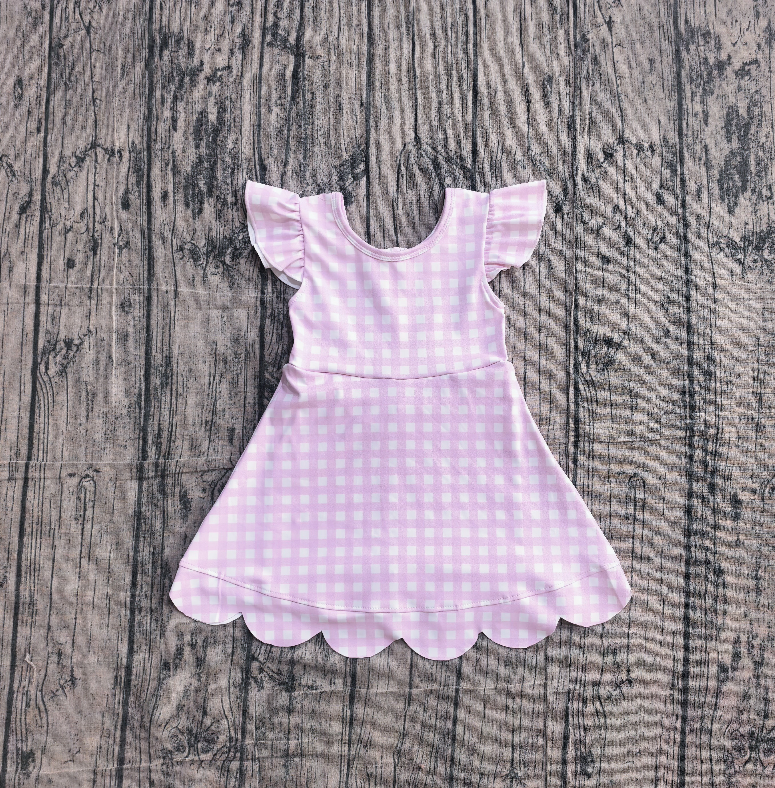 GSD3796 pre-order toddler clothes pink gingham print girl yoga summer dress-real pic 2026.4.9 
