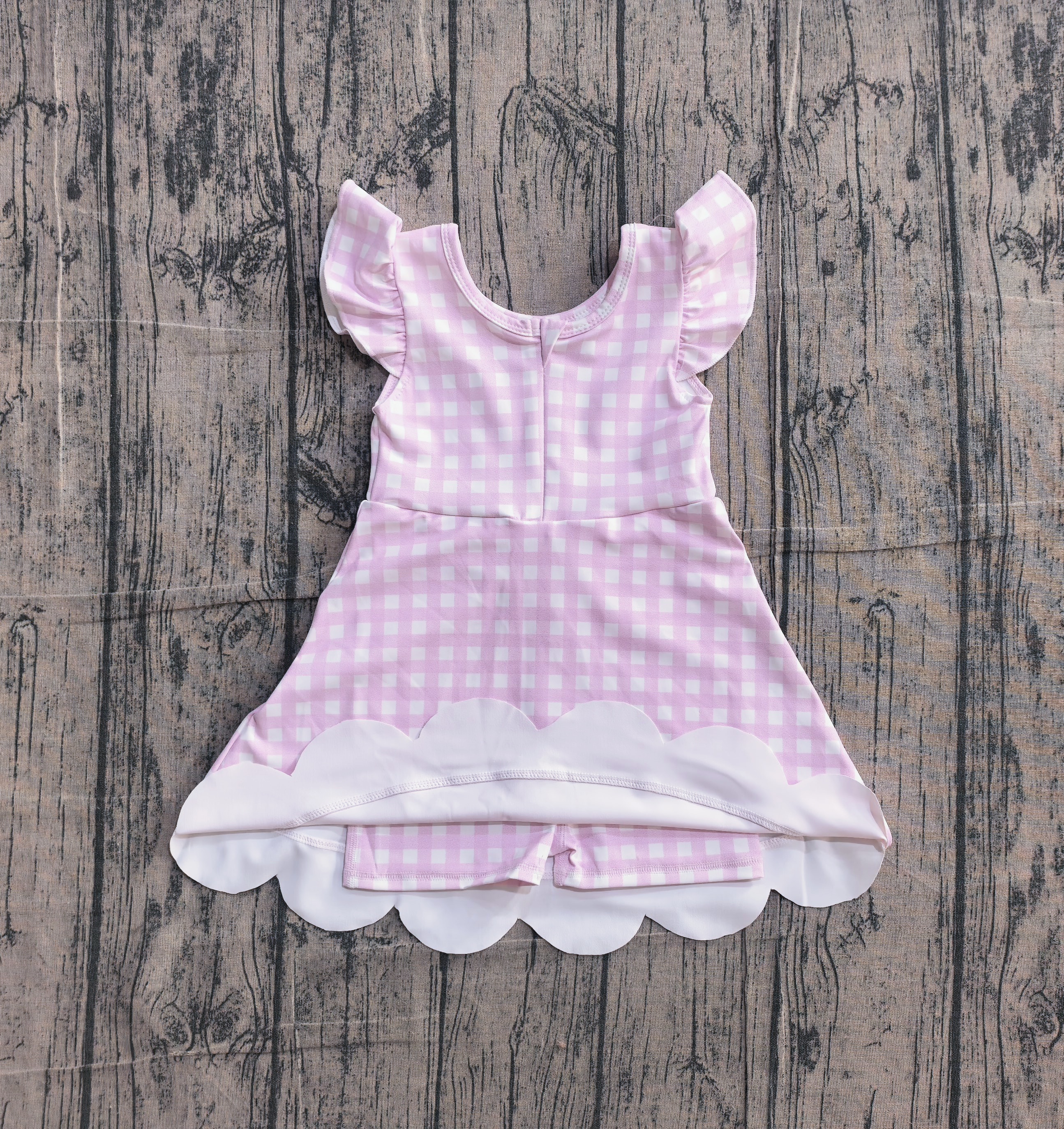 GSD3796 pre-order toddler clothes pink gingham print girl yoga summer dress-real pic 2026.4.9 