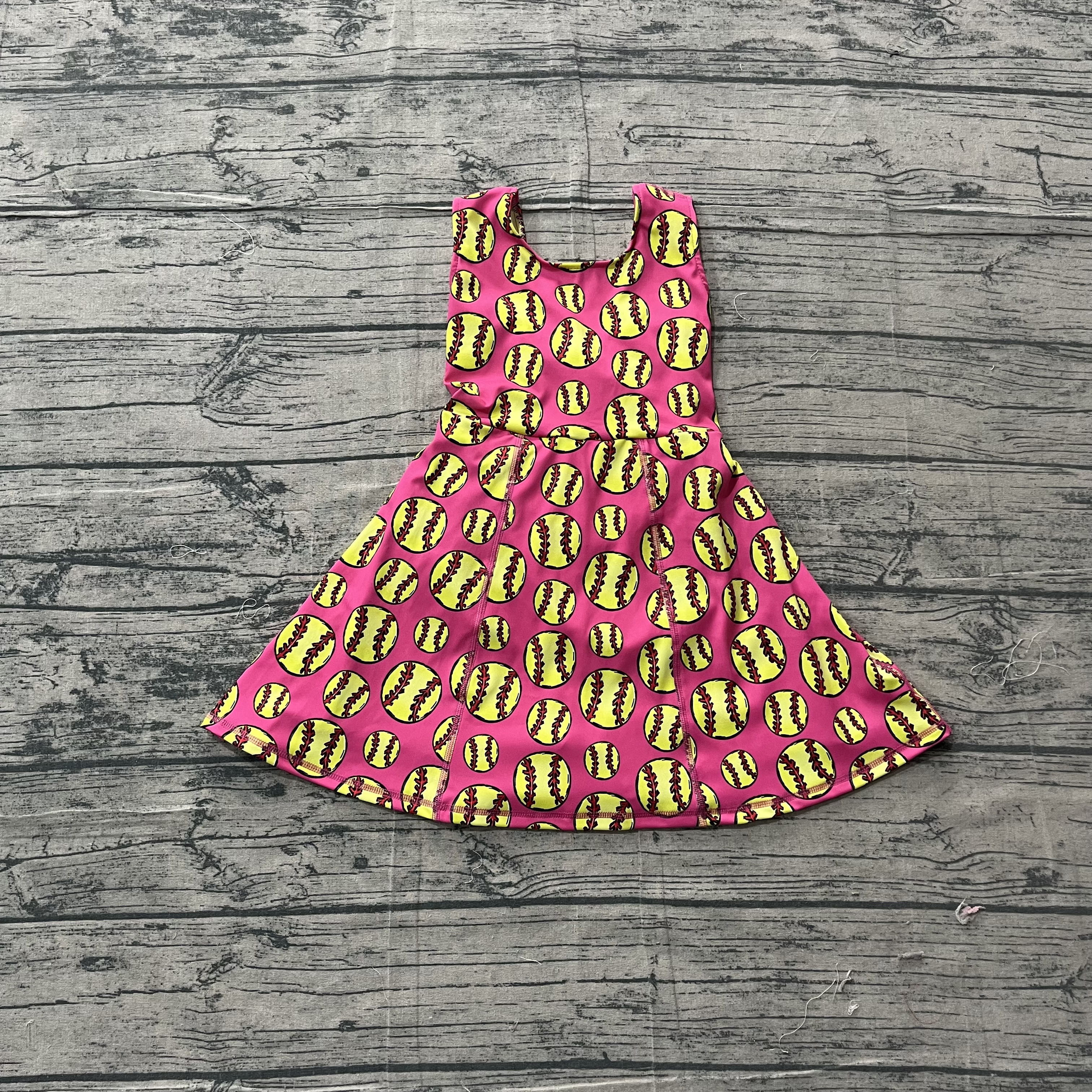 GSD3800  pre-order toddler clothes baseball print girl yoga summer dress-real pic 2026.3.17 