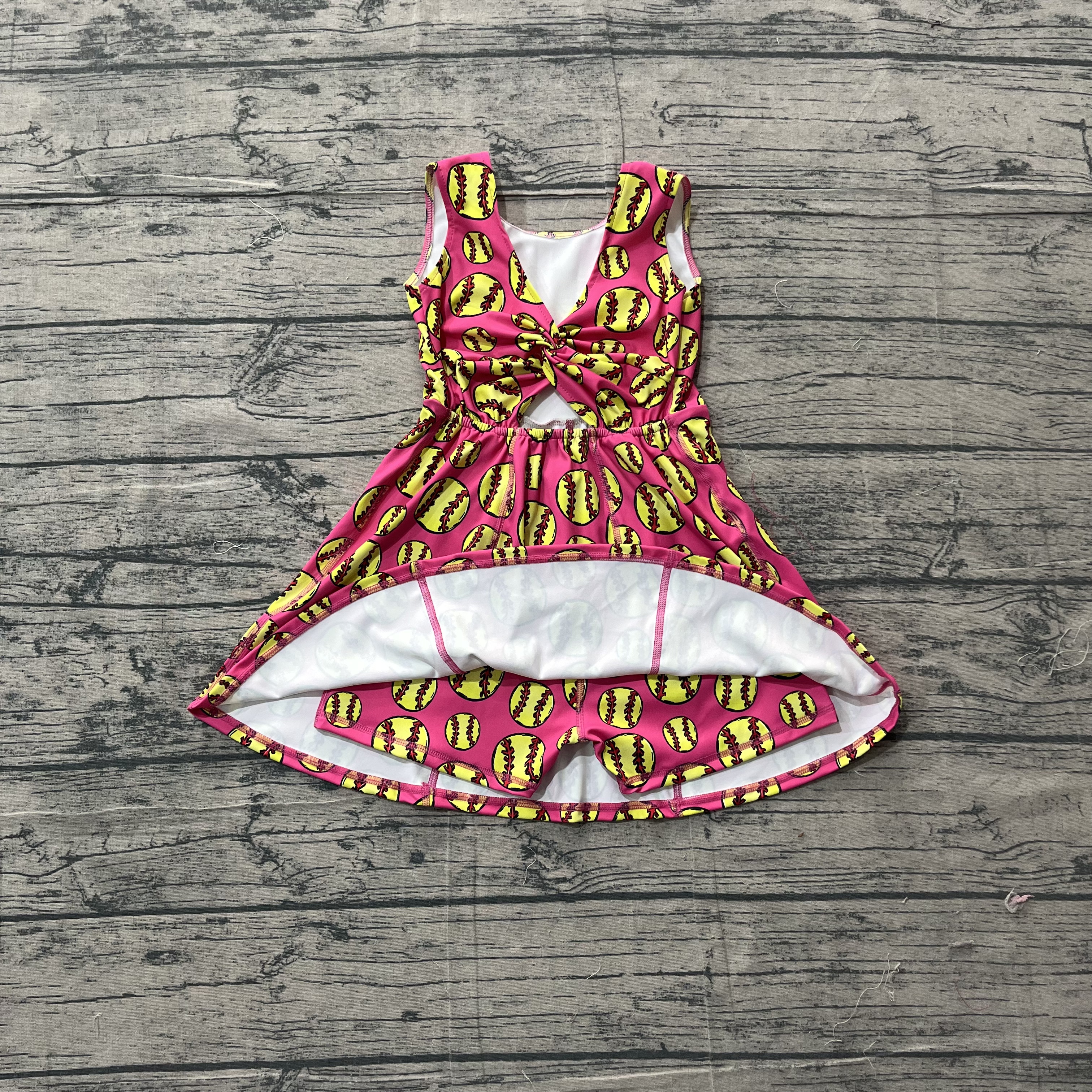 GSD3800  pre-order toddler clothes baseball print girl yoga summer dress-real pic 2026.3.17 