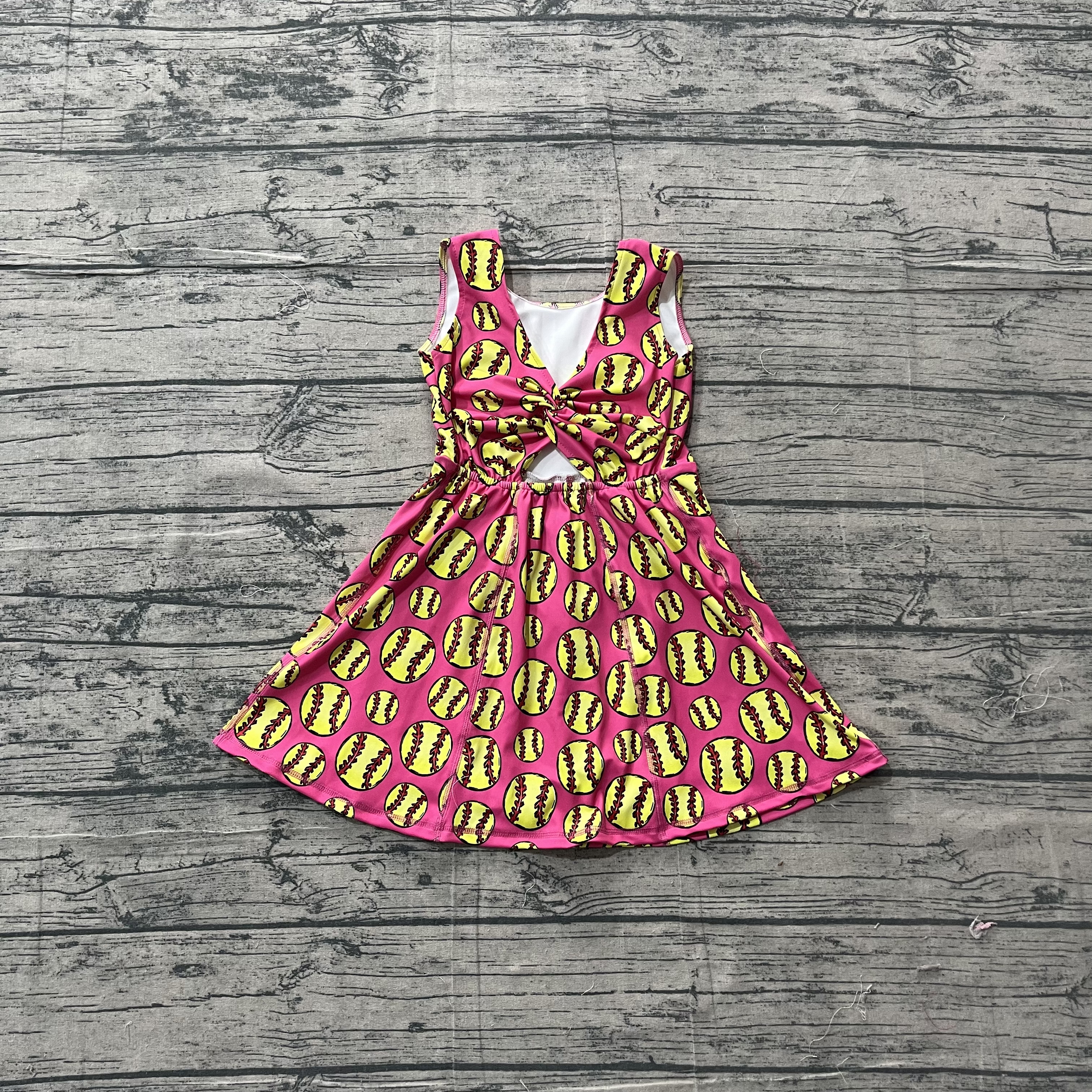 GSD3800  pre-order toddler clothes baseball print girl yoga summer dress-real pic 2026.3.17 