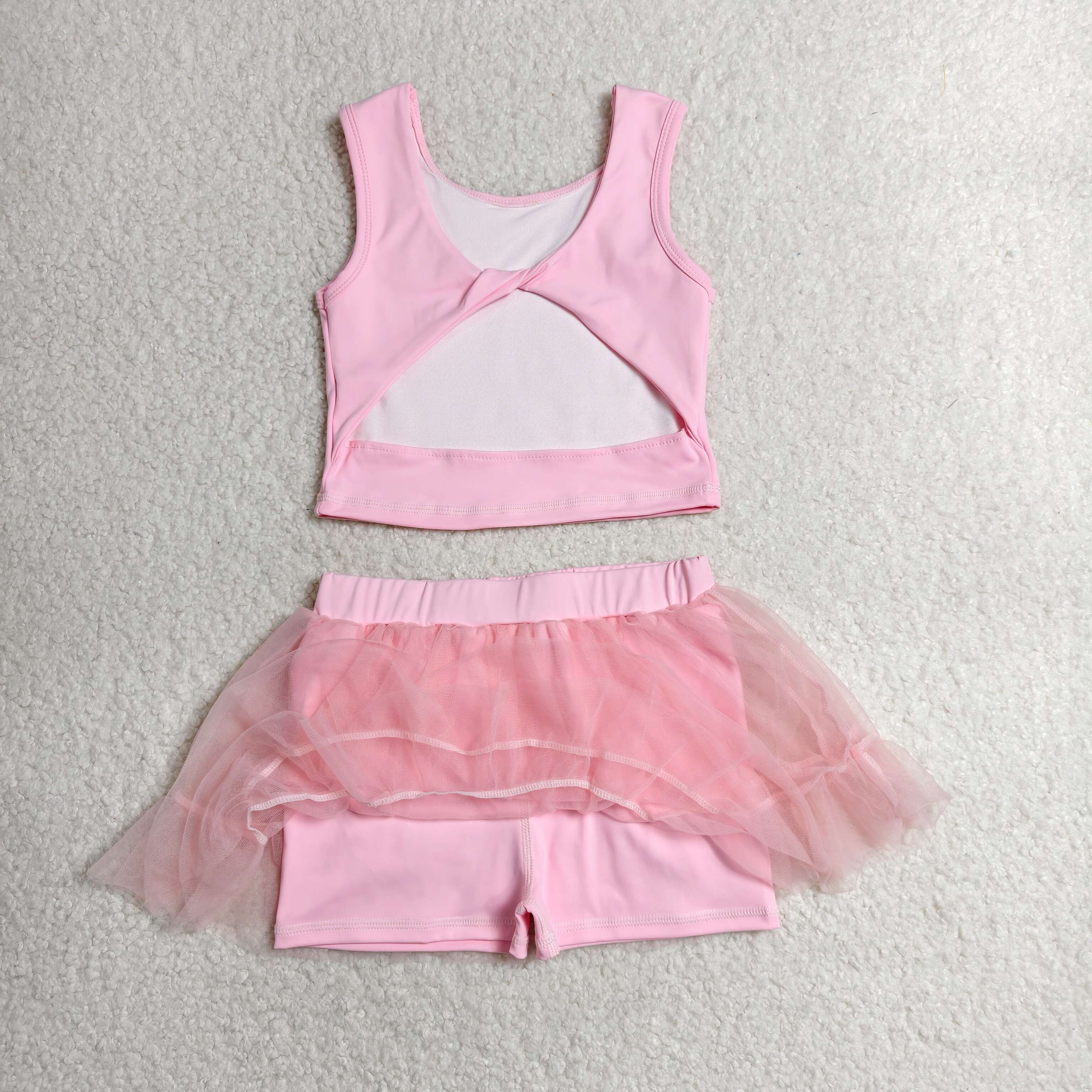 GSD3806 RTS toddler clothes pink  girl yoga summer dress sports clothing 