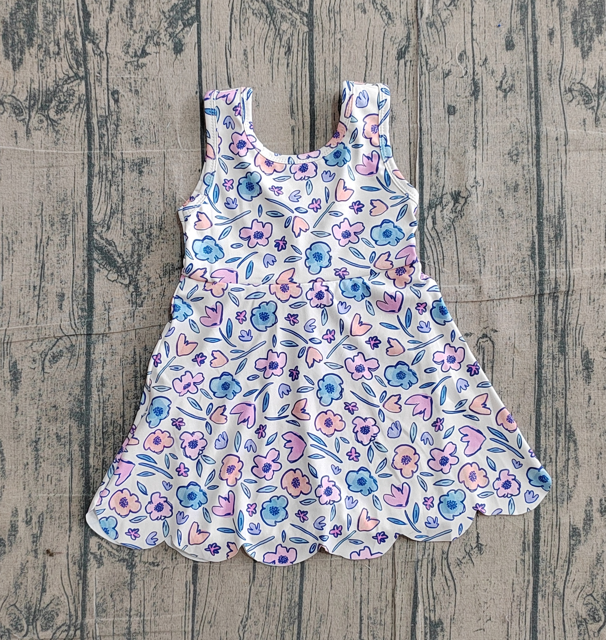 GSD3808 pre-order toddler clothes flower print girl yoga summer dress-real pic 2026.3.8 