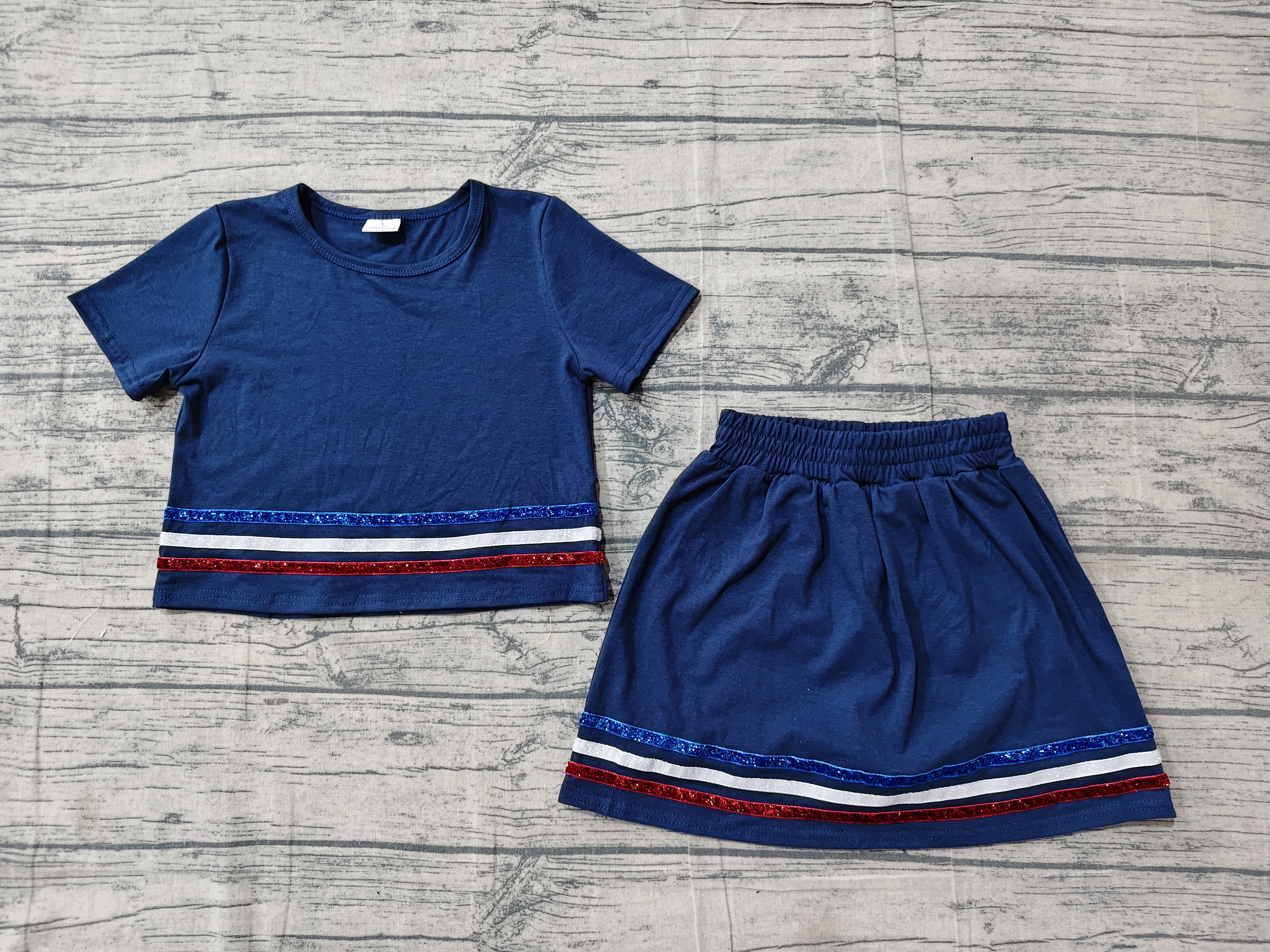 GSD3811 pre-order toddler clothes navy blue print girl summer dress-real pic 2026.5.15 