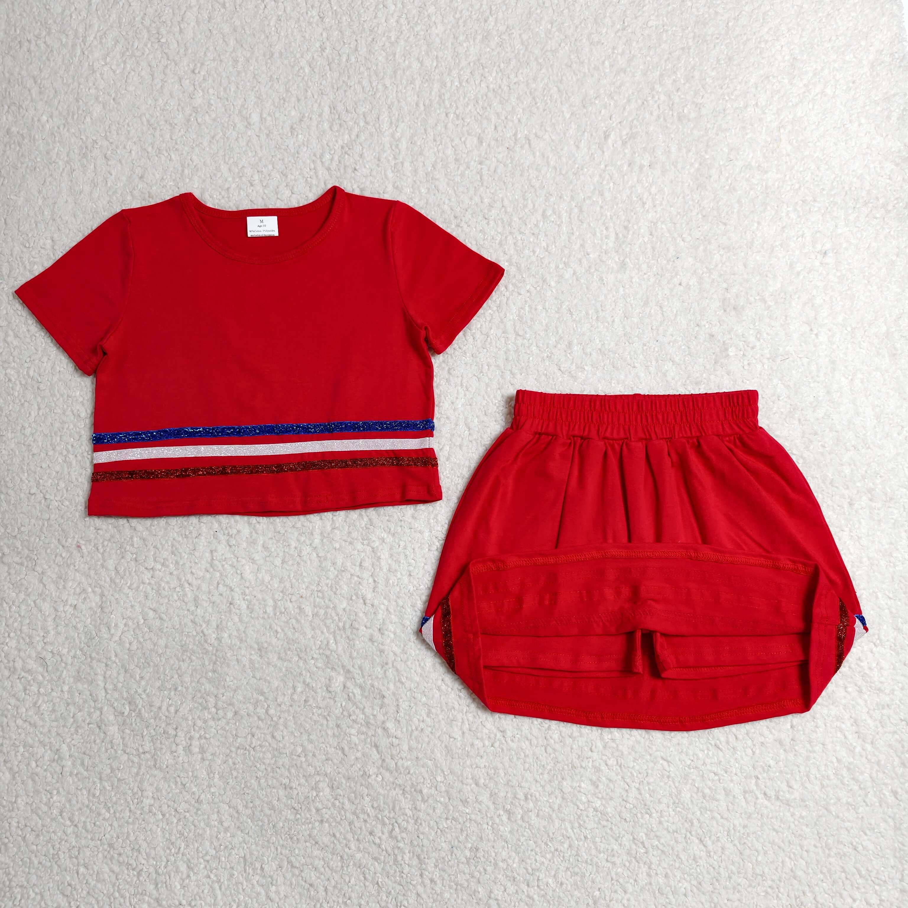 GSD3812 RTS toddler clothes red cotton girl summer dress skirt outfit