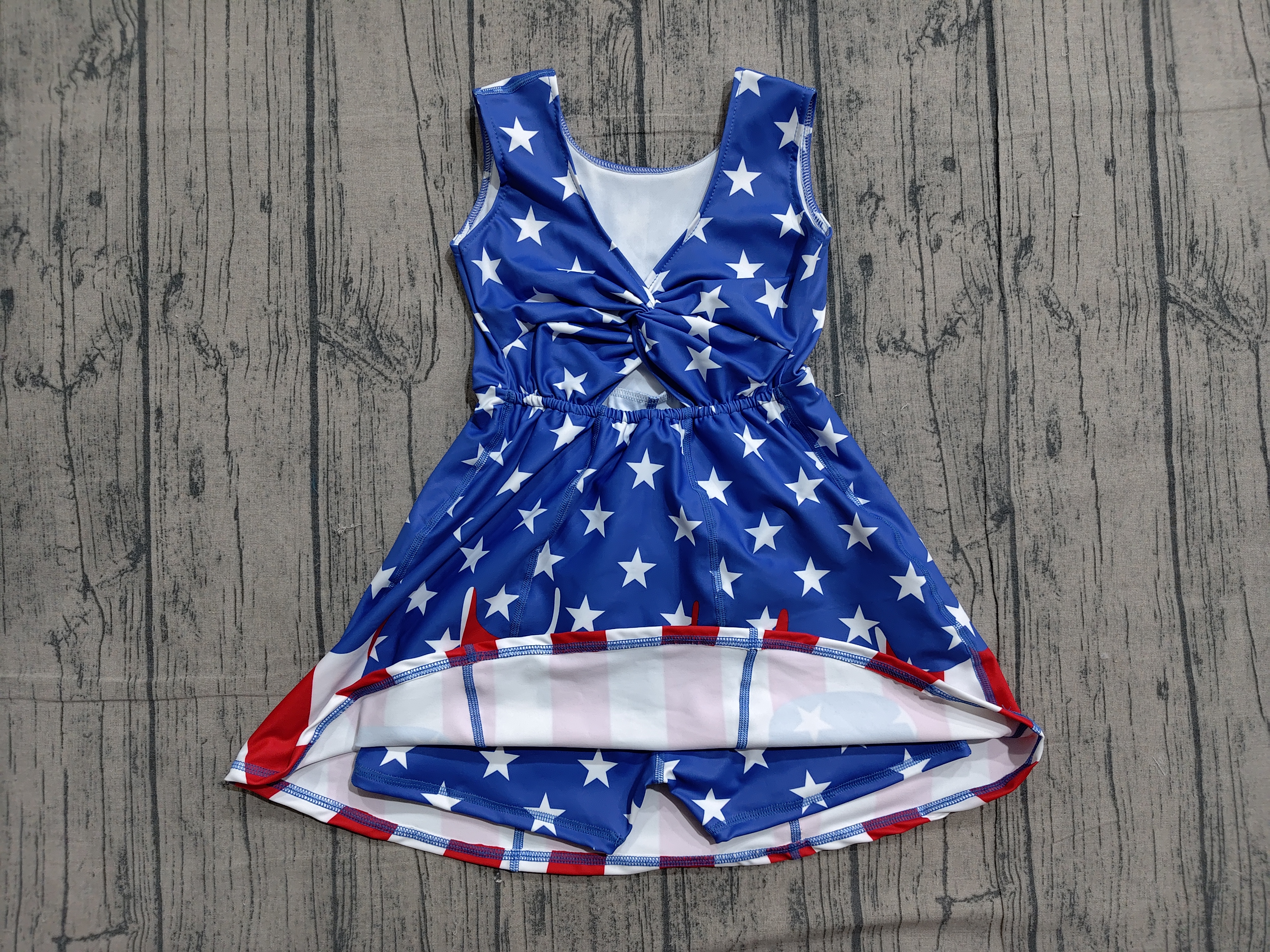 GSD3813 pre-order toddler clothes star print girl 4th of July yoga summer dress-real pic 2026.4.1 