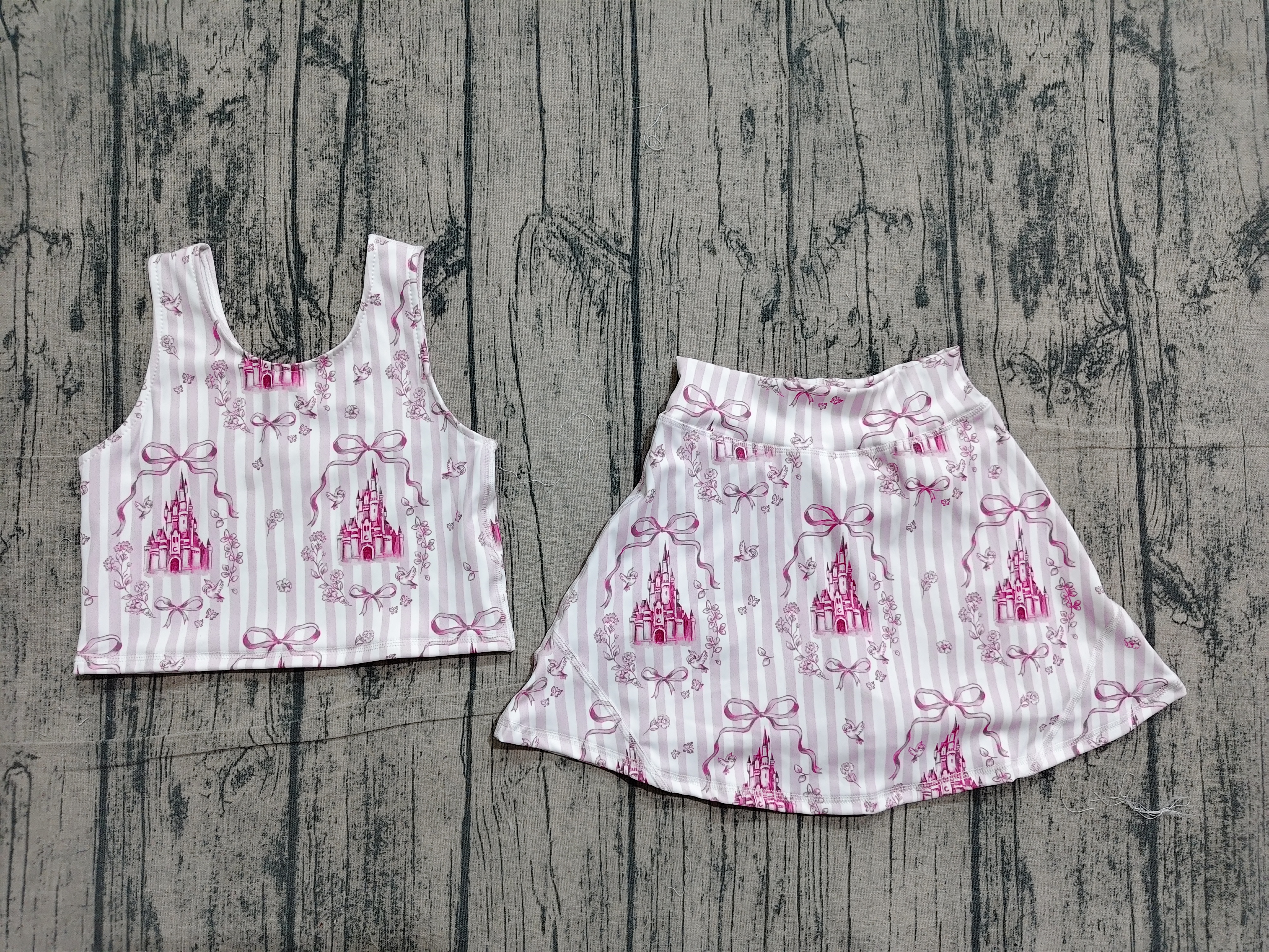 GSD3814 pre-order toddler clothes castle print girl yoga summer set-real pic 2026.4.15 