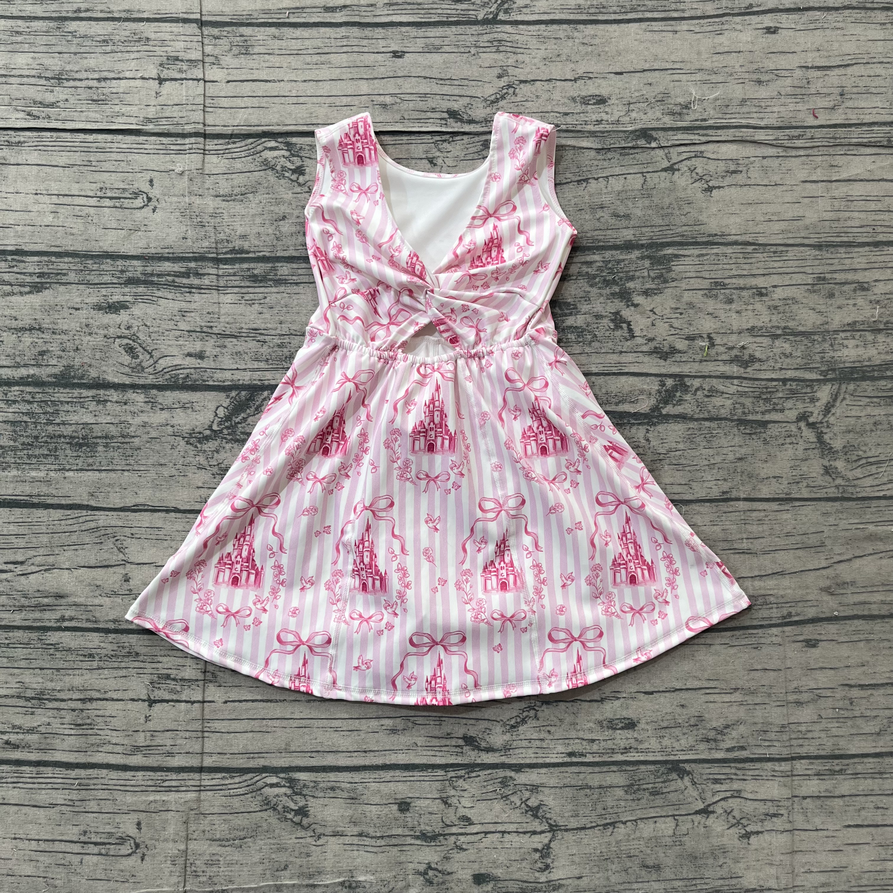 GSD3815 pre-order toddler clothes castle print girl yoga summer dress-real pic 2026.3.29 