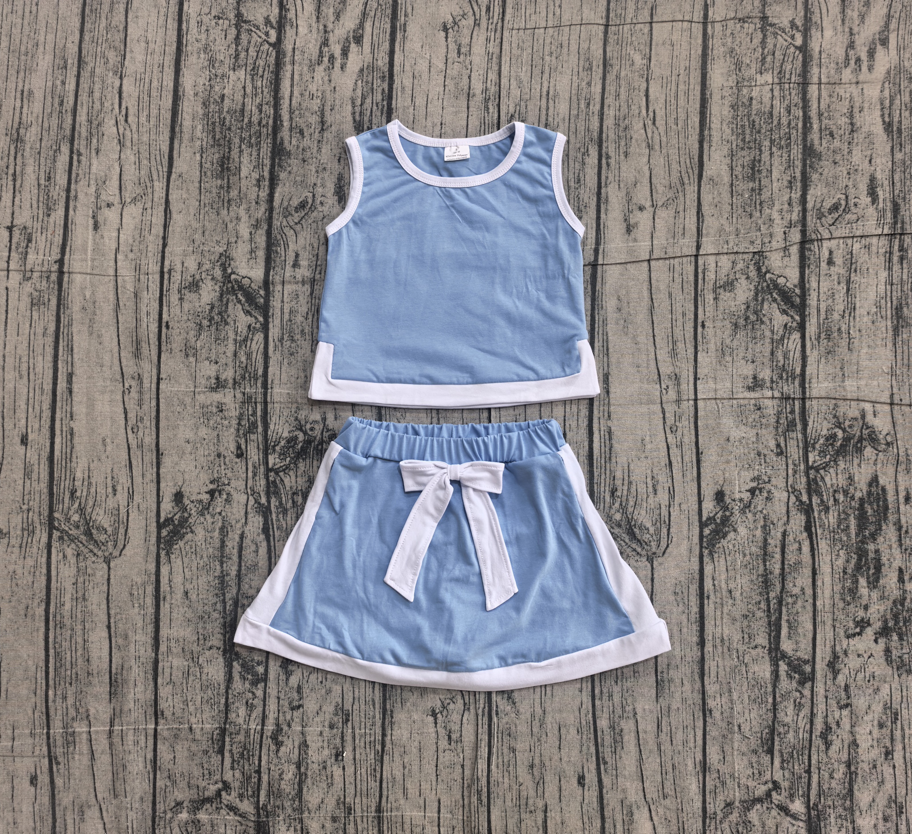 GSD3828 pre-order toddler clothes blue print girl summer dress set-real pic 2026.5.7