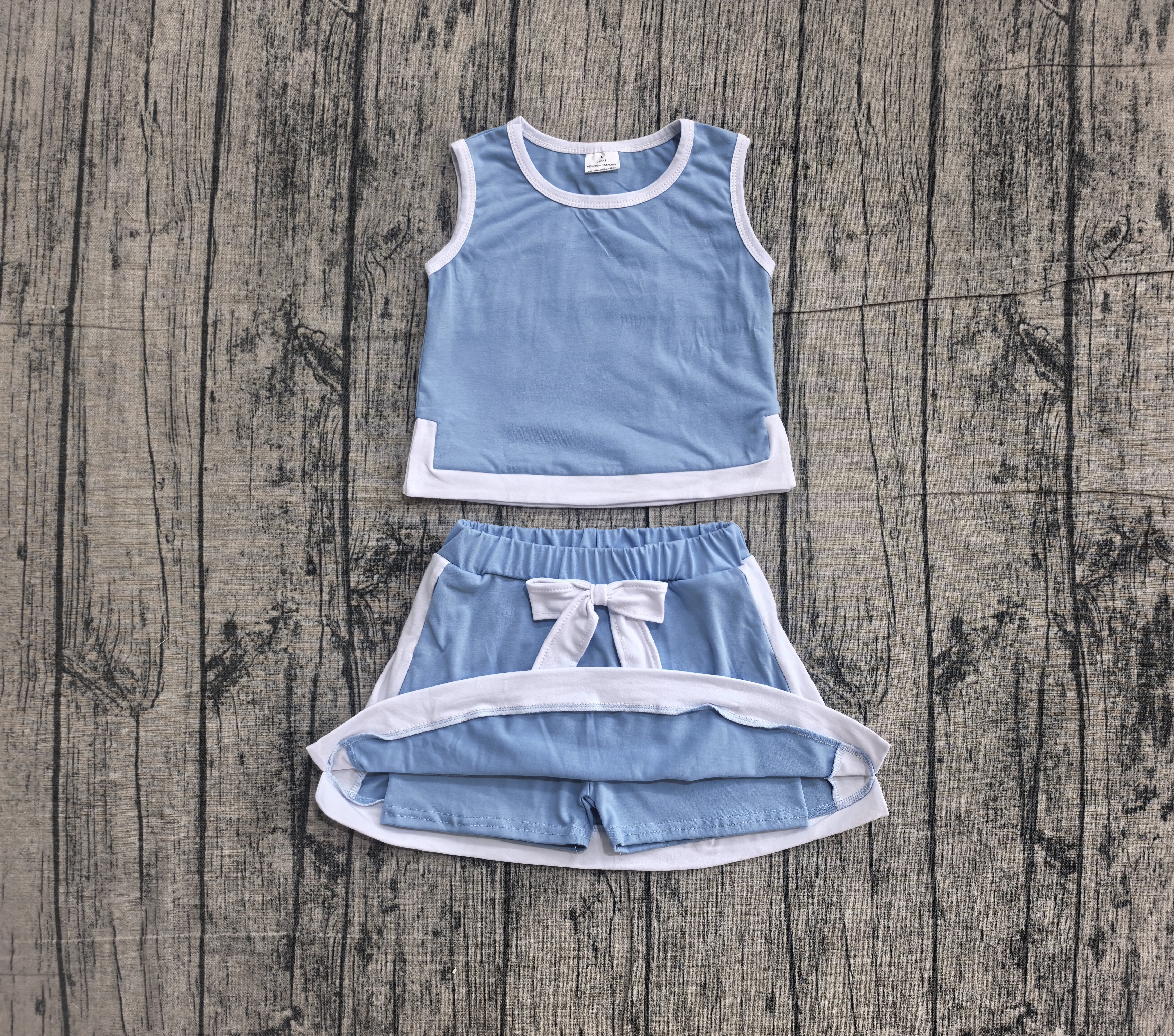 GSD3828 pre-order toddler clothes blue print girl summer dress set-real pic 2026.5.7
