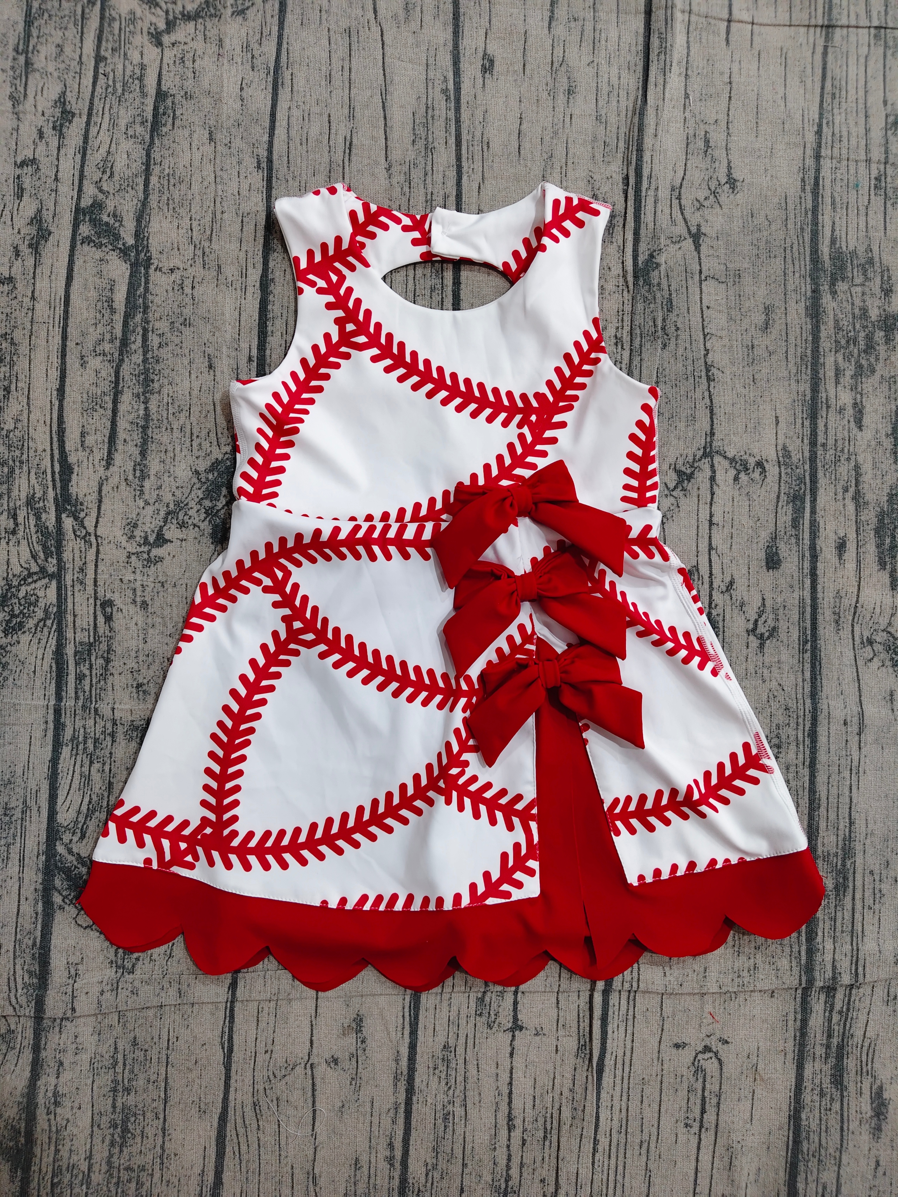 GSD3833 pre-order toddler clothes baseball print girl yoga summer dress-real pic 2026.4.18 