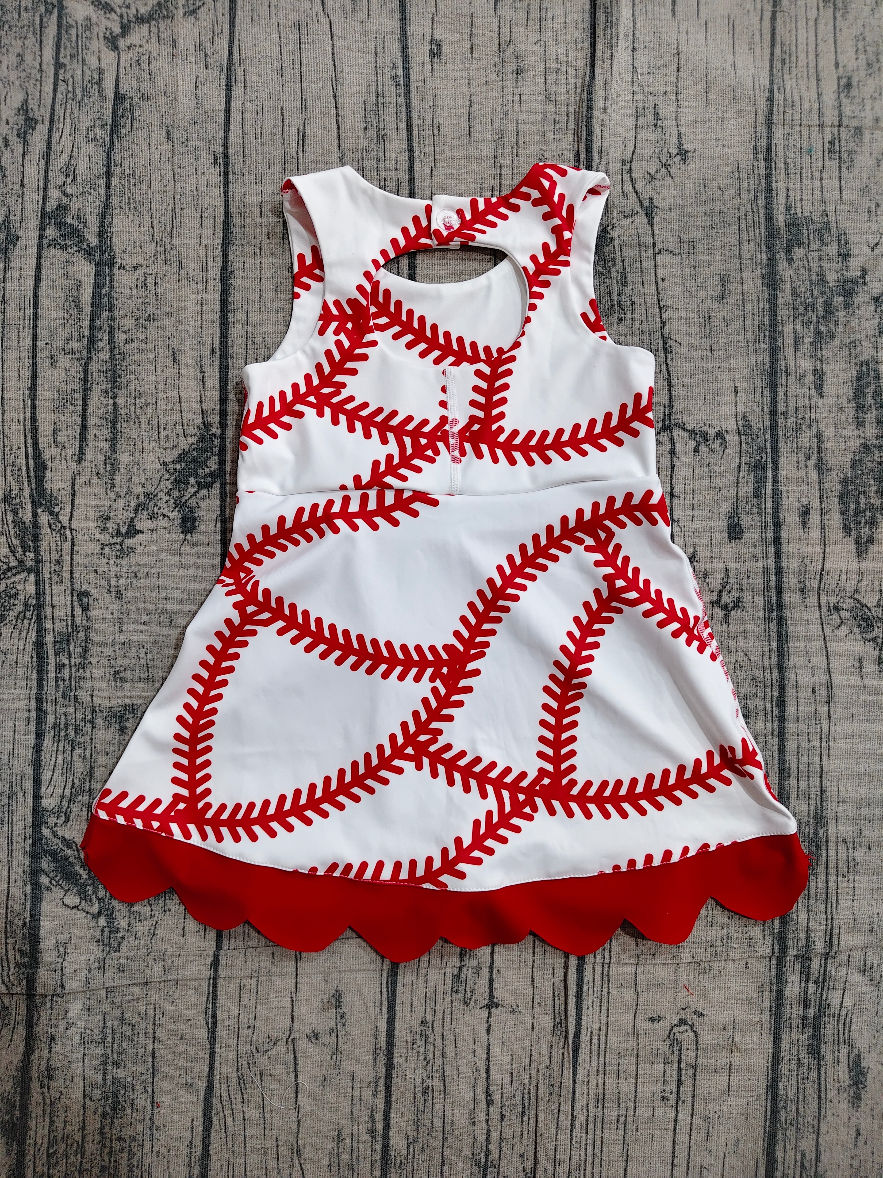 GSD3833 pre-order toddler clothes baseball print girl yoga summer dress-real pic 2026.4.18 