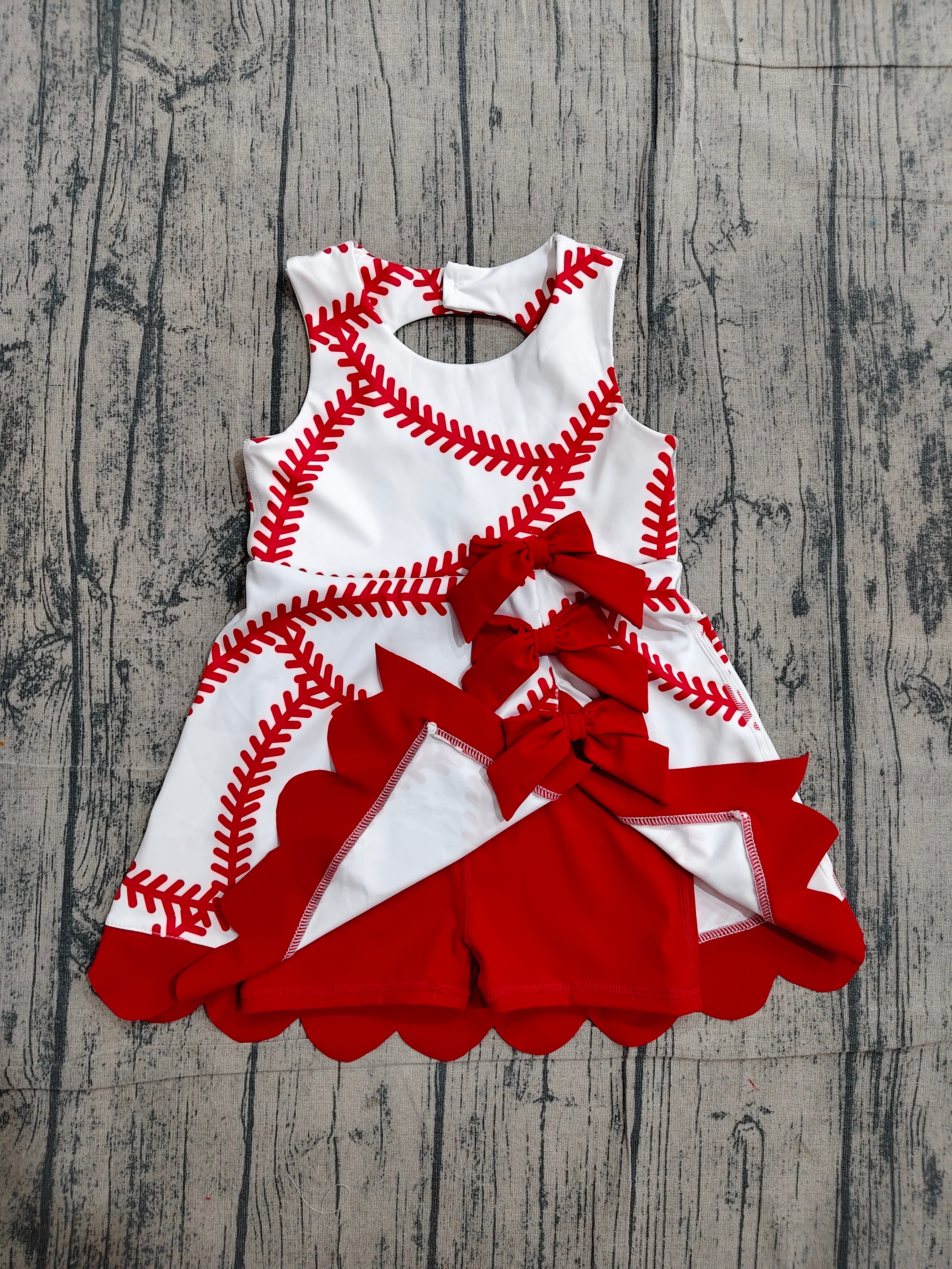 GSD3833 pre-order toddler clothes baseball print girl yoga summer dress-real pic 2026.4.18 