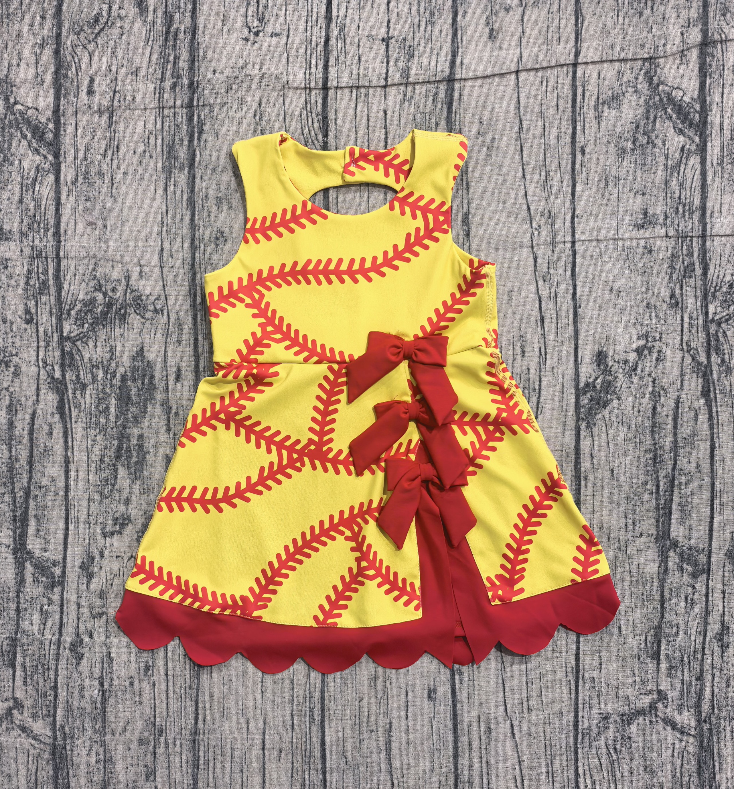 GSD3834 pre-order toddler clothes baseball print girl yoga summer dress-real pic 2026.4.1 