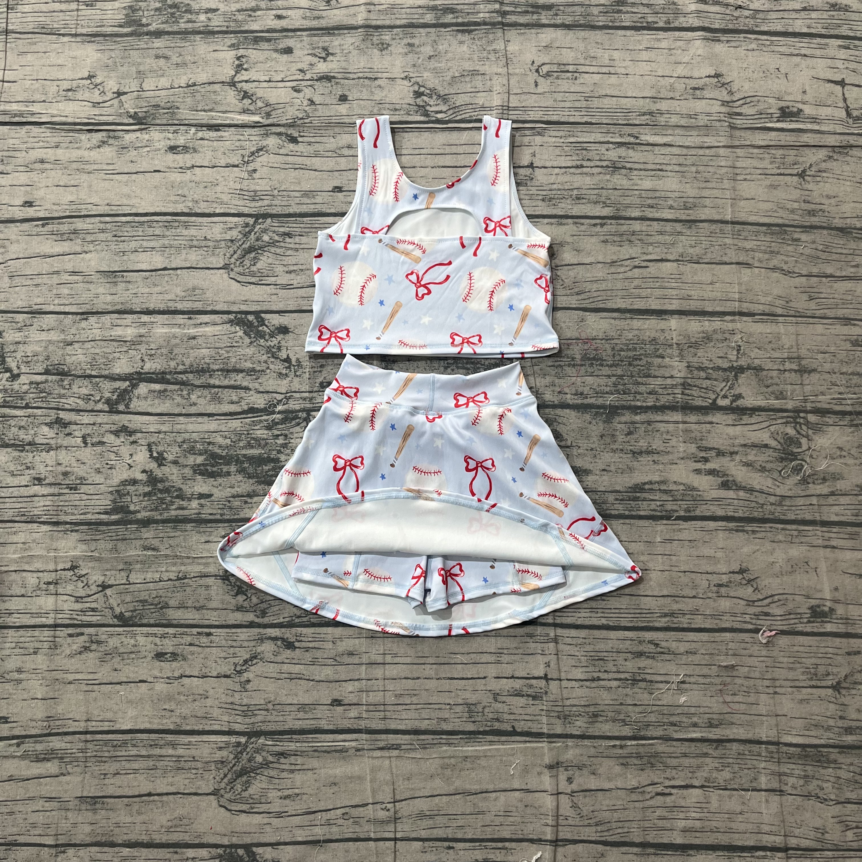 GSD3835 pre-order toddler clothes baseball print girl summer yoga set-real pic 2026.3.17 