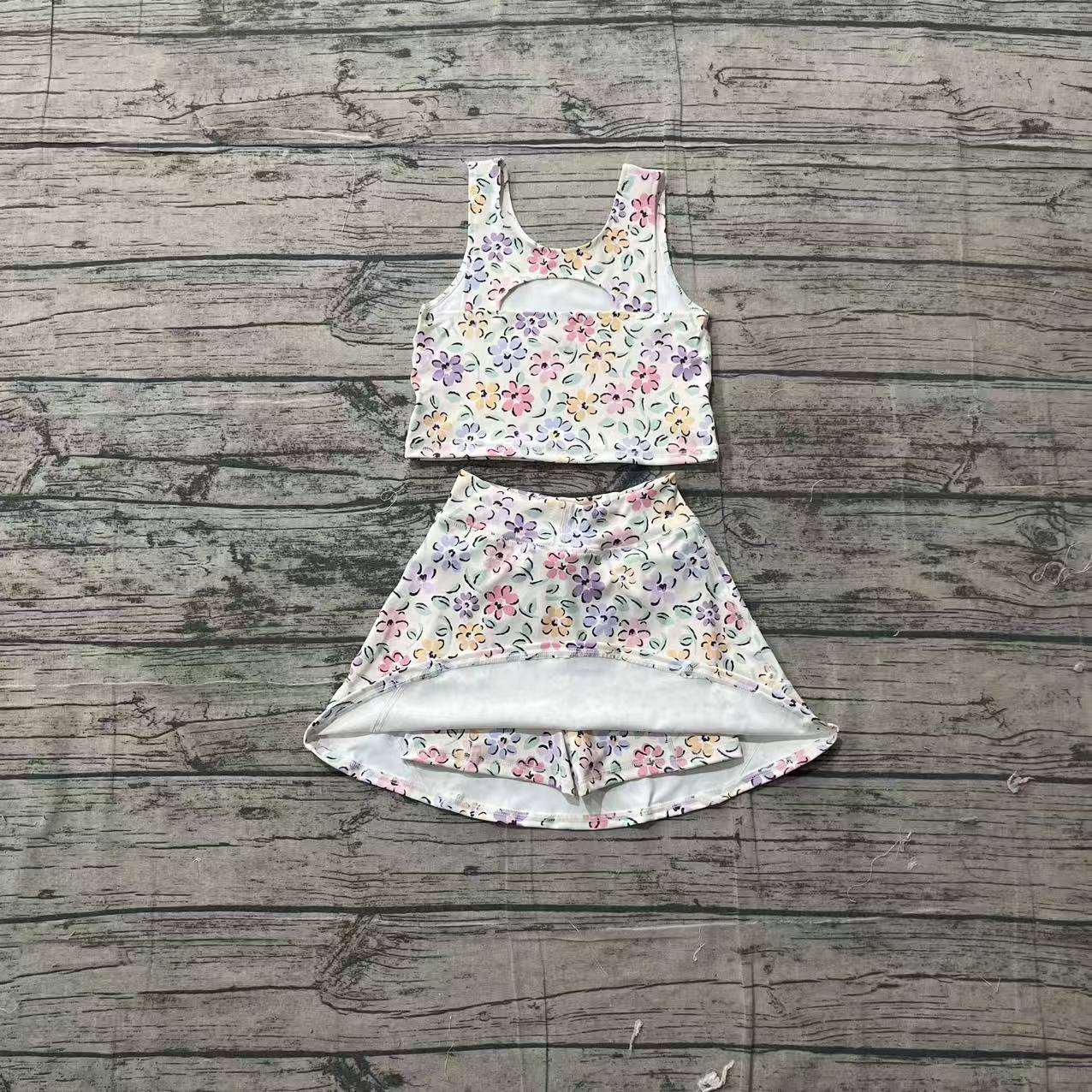 GSD3838 pre-order toddler clothes flower print girl summer yoga set-real pic 2026.3.17 