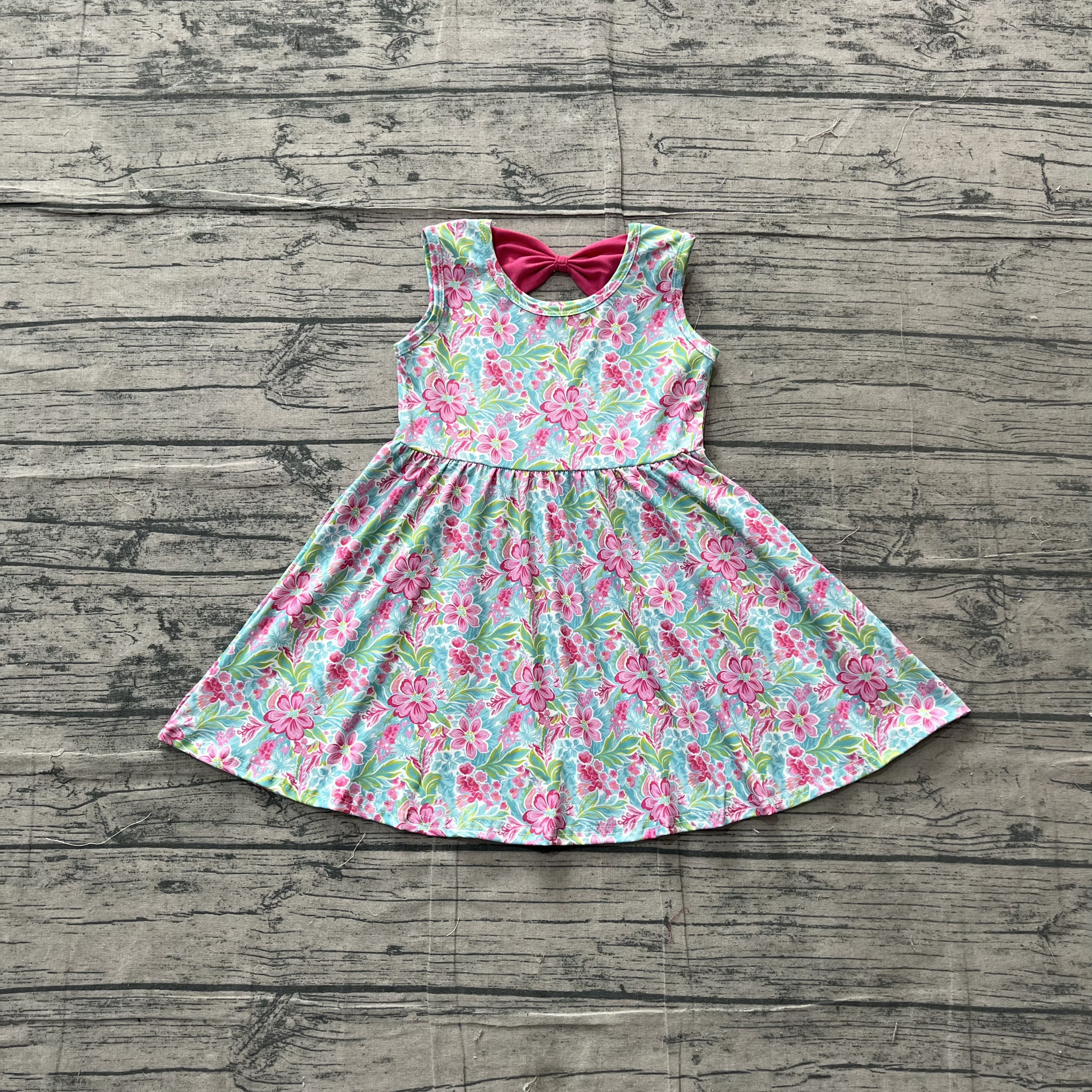GSD3863 pre-order kids girl clothes flower print girl summer dress-real pic 2026.5.4 