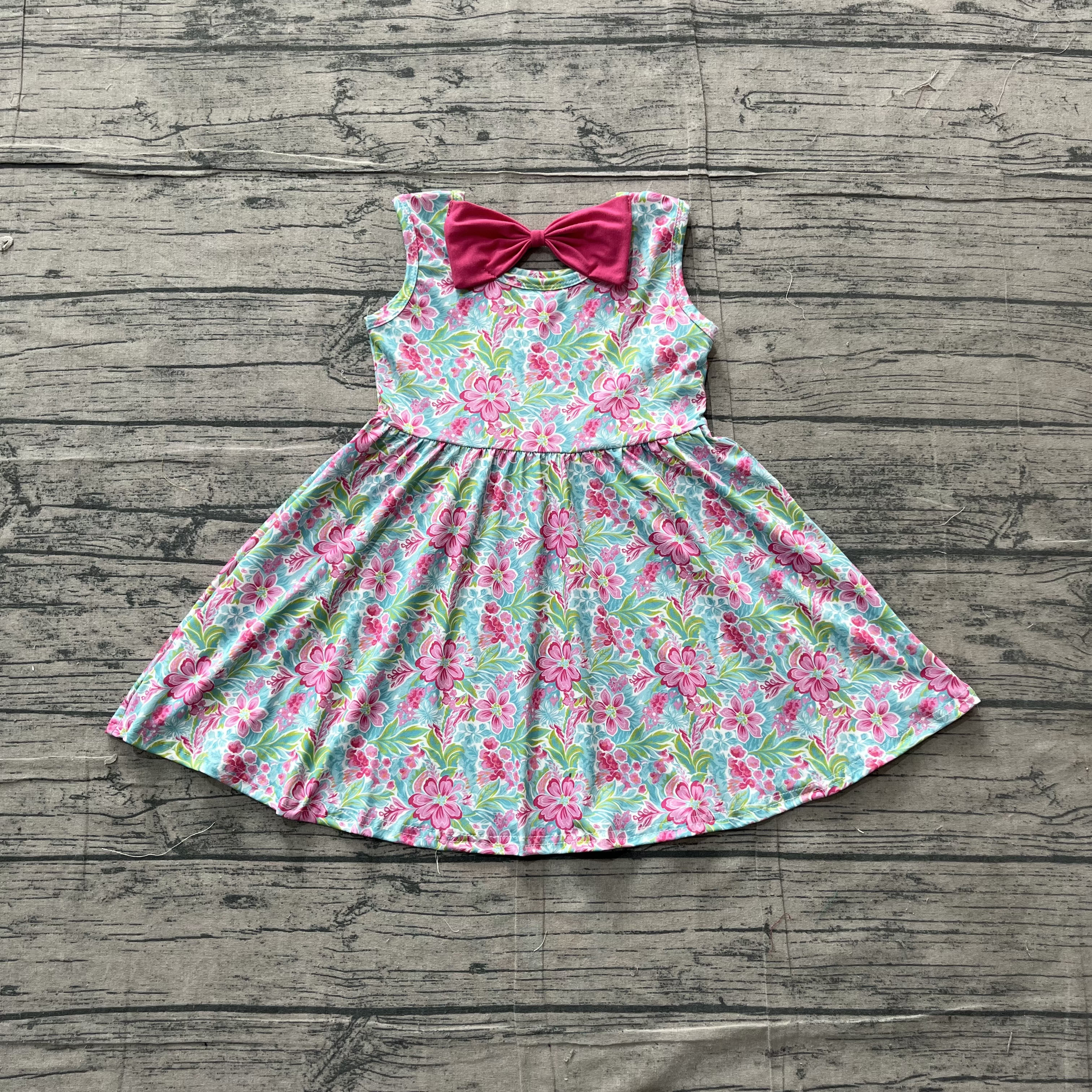 GSD3863 pre-order kids girl clothes flower print girl summer dress-real pic 2026.5.4 