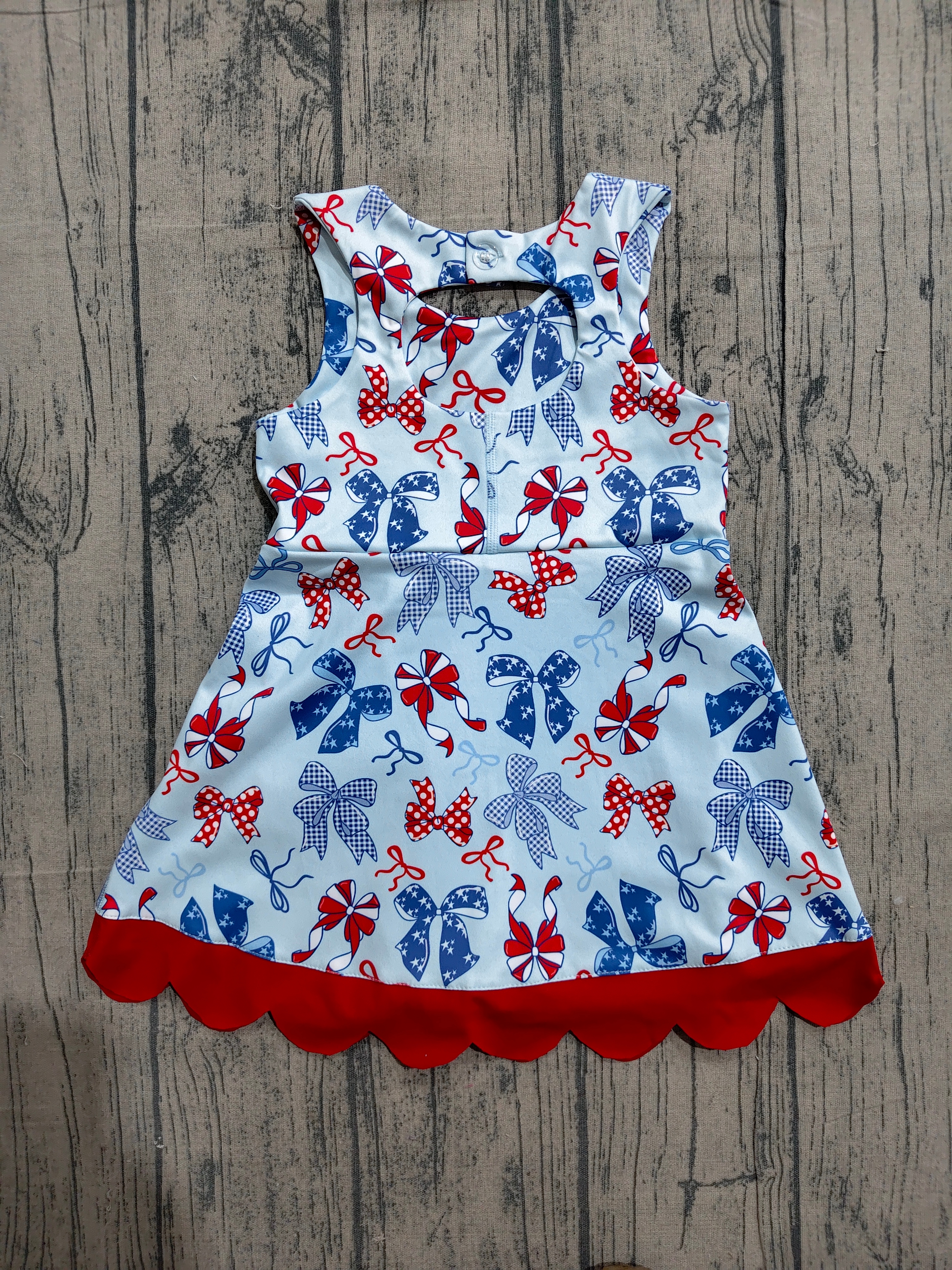 GSD3875 pre-order toddler clothes bows print girl 4th of July yoga summer dress-real pic 2026.4.1 