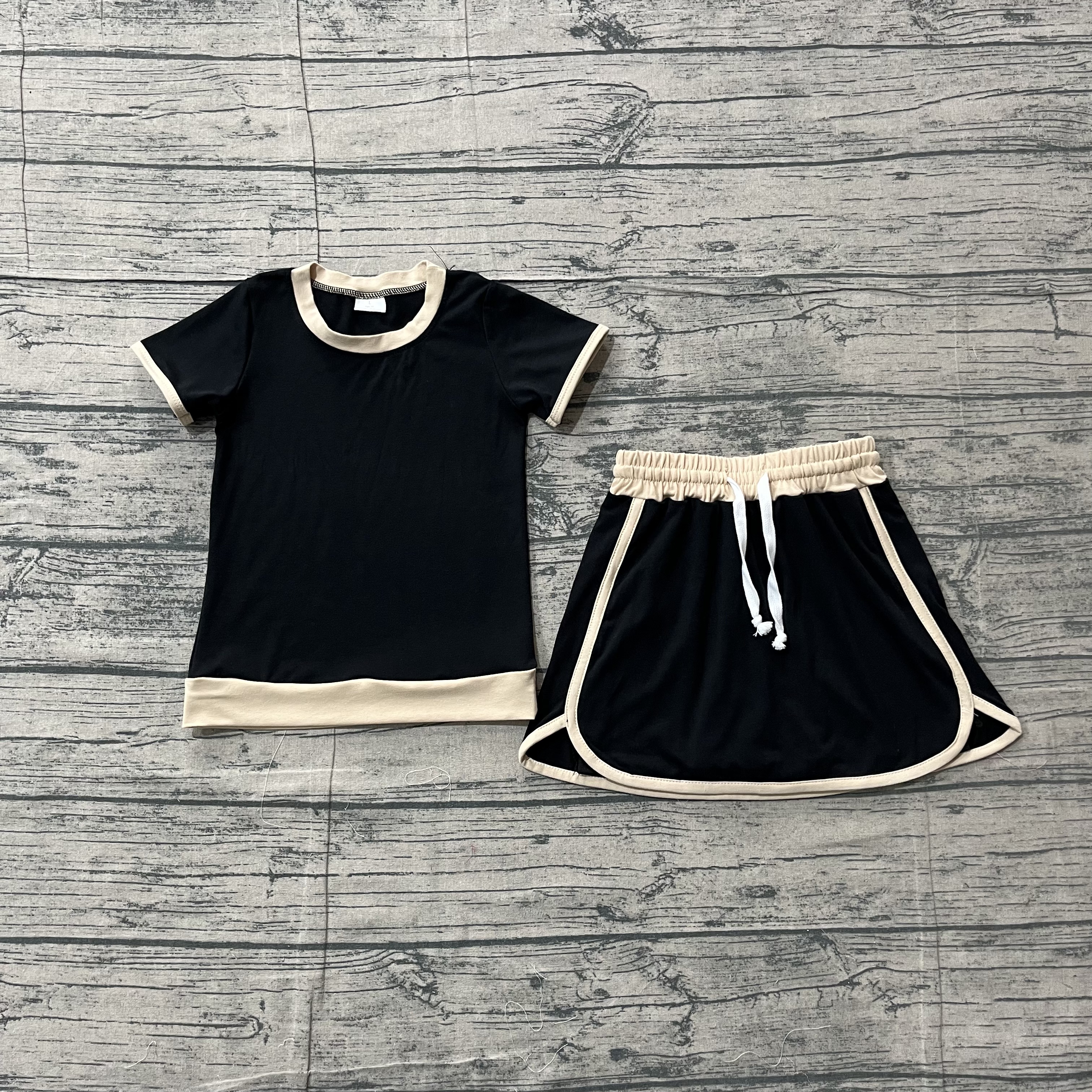 GSD3923 pre-order kids clothes black print girls summer skirt outfit-real pic 2026.3.27