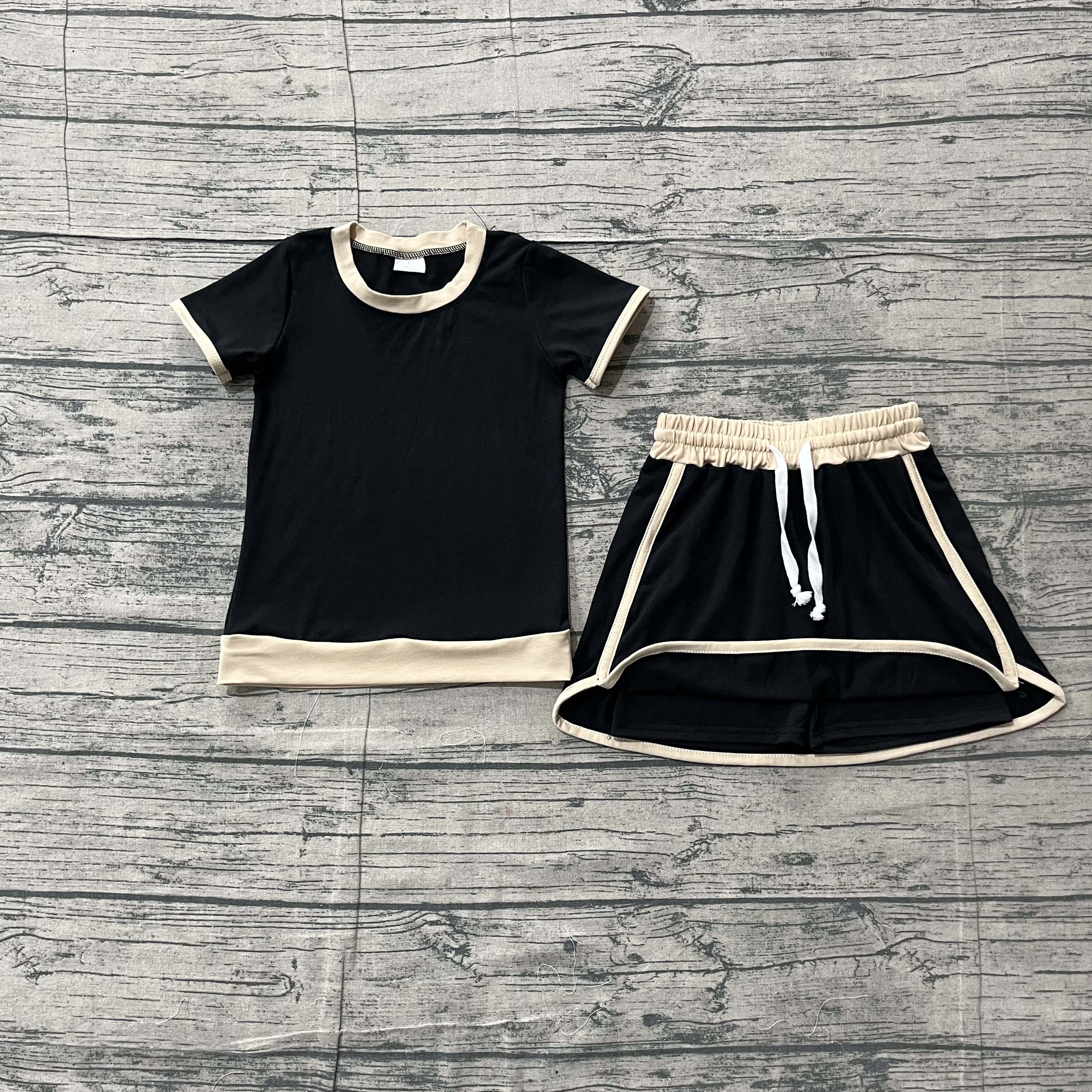 GSD3923 pre-order kids clothes black print girls summer skirt outfit-real pic 2026.3.27