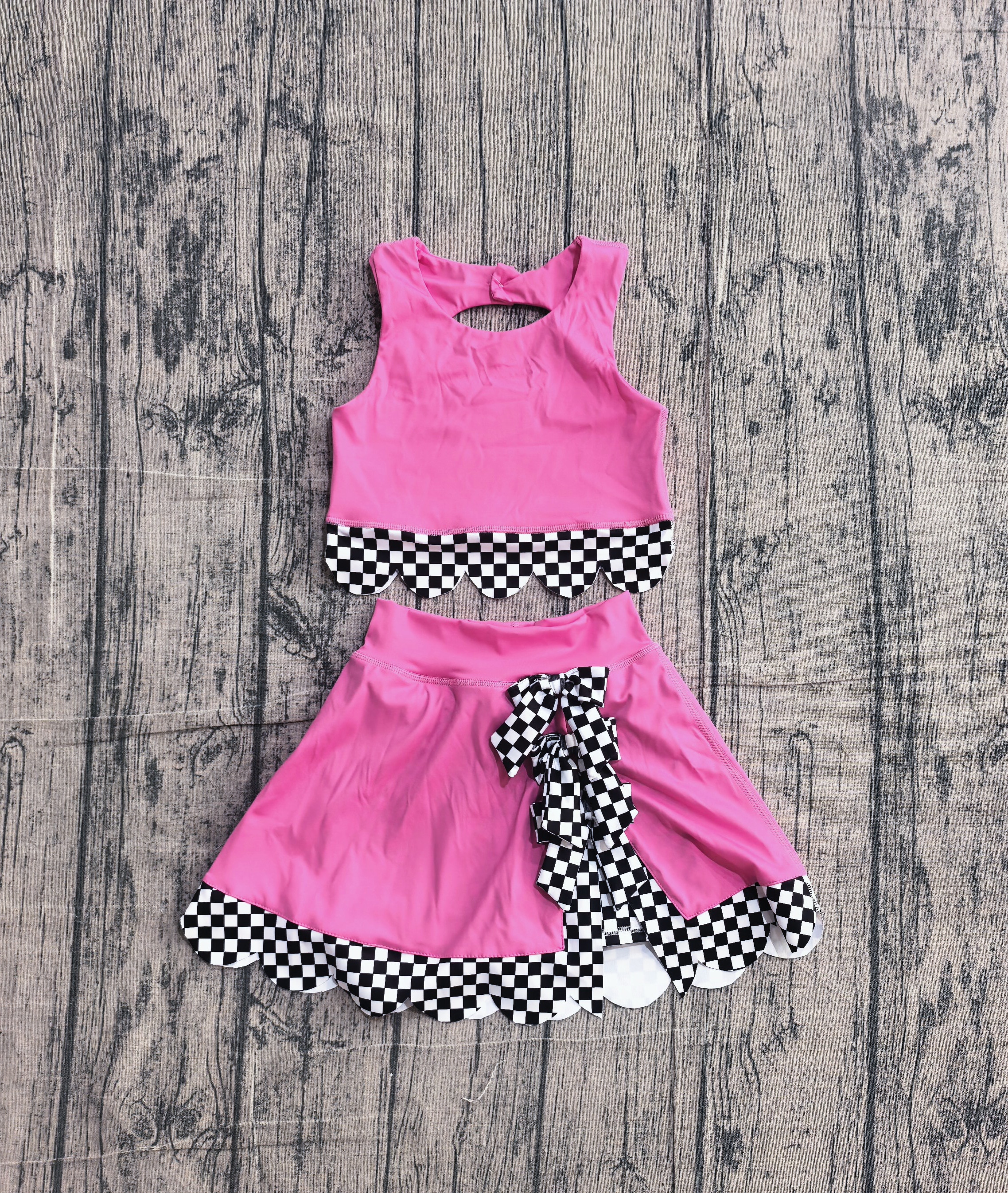 GSD3926 pre-order toddler clothes pink print girl yoga summer set-real pic 2026.4.9 
