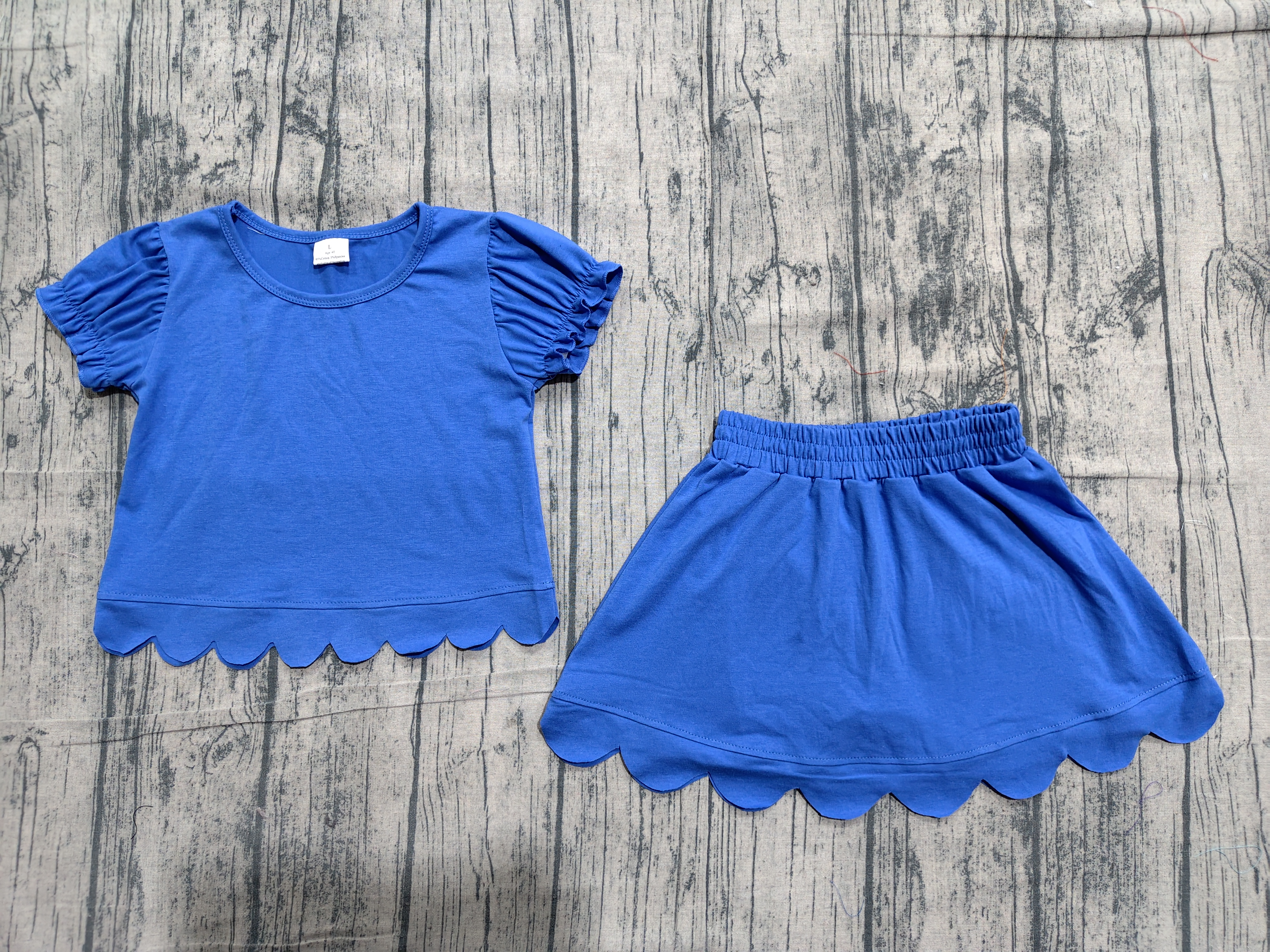 GSD3937 pre-order toddler clothes blue print girl summer short skirt set-real pic 2026.4.24 