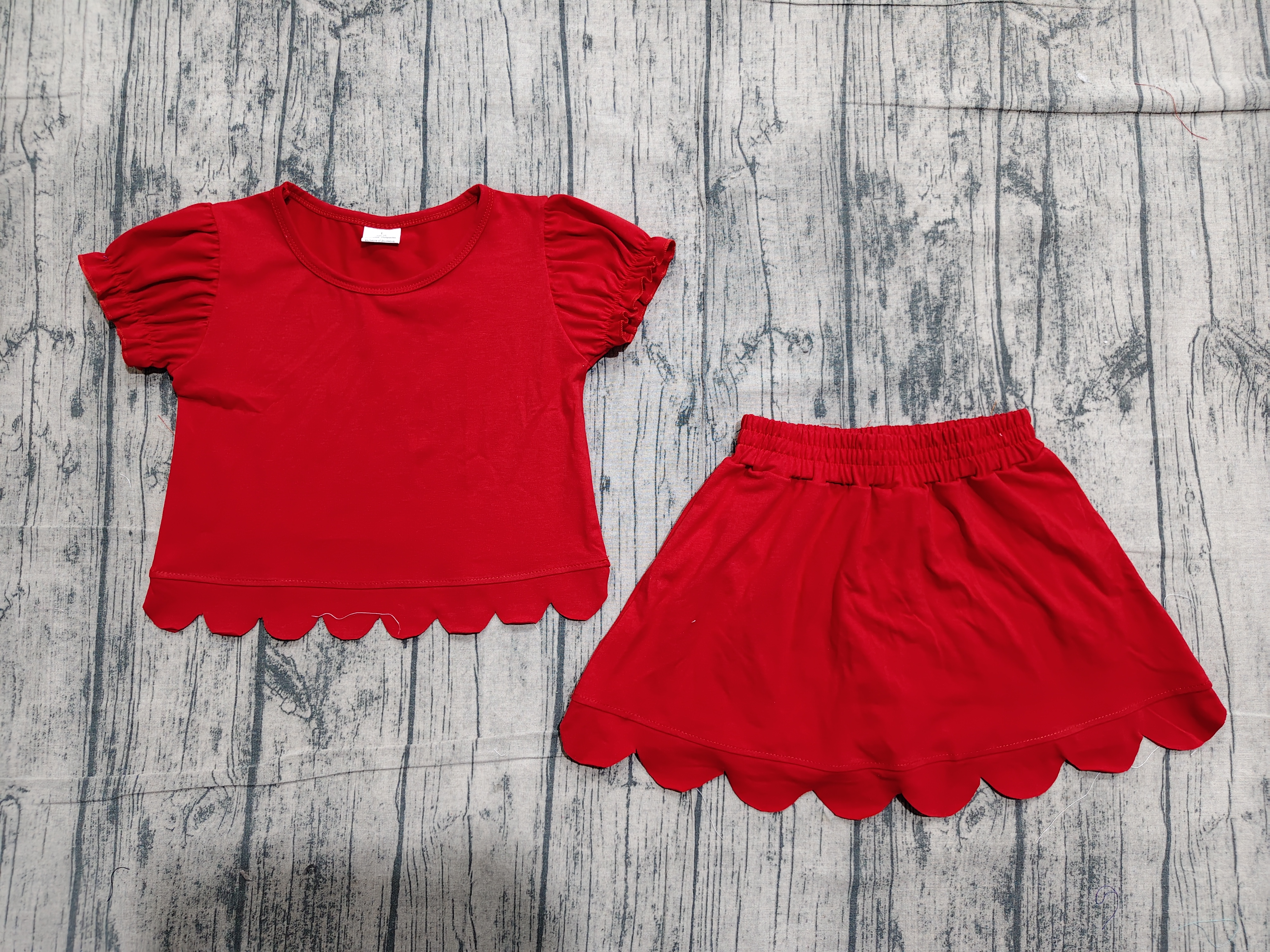 GSD3938 pre-order toddler clothes red print girl summer short skirt set-real pic 2026.4.24 