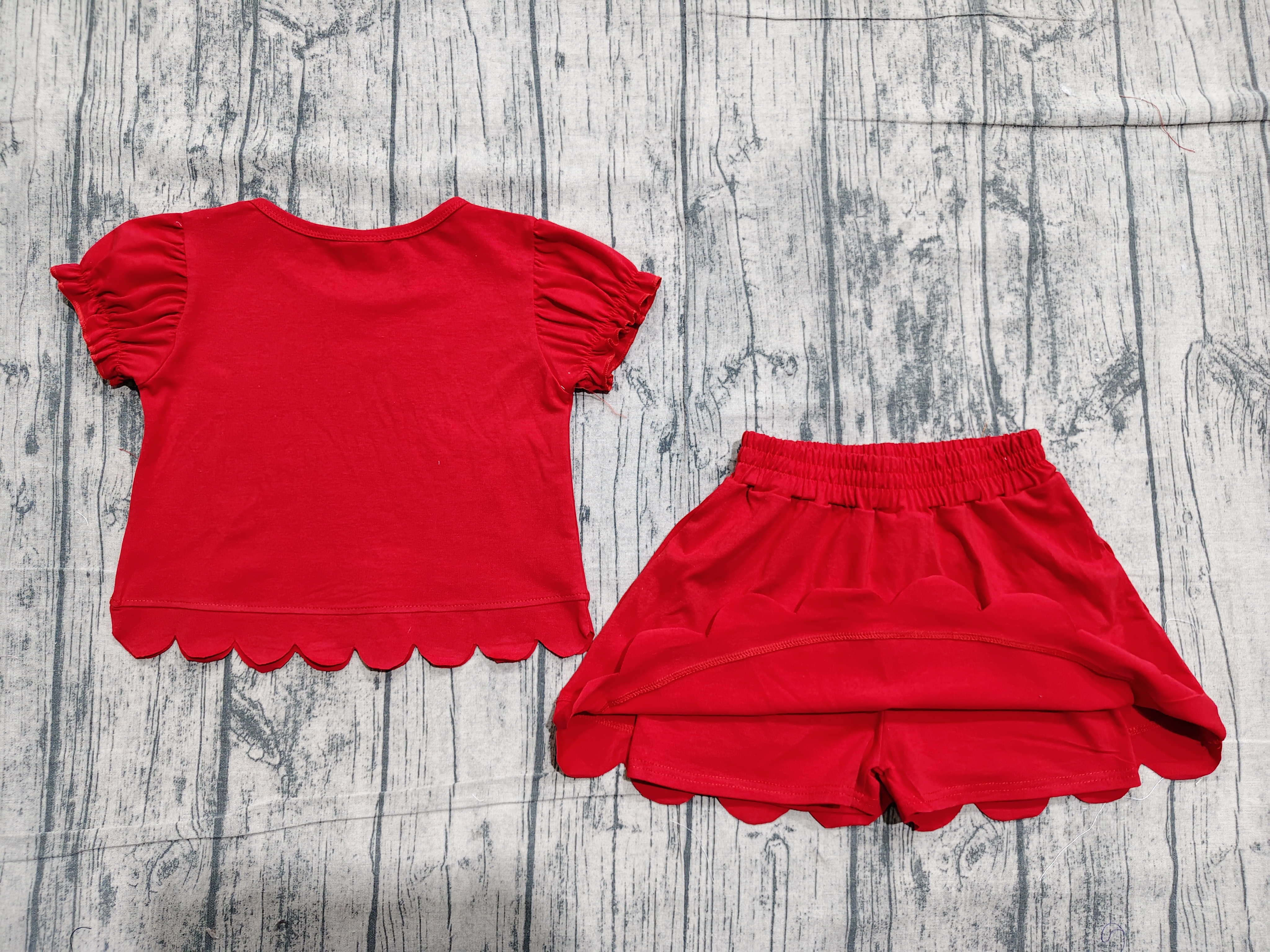 GSD3938 pre-order toddler clothes red print girl summer short skirt set-real pic 2026.4.24 