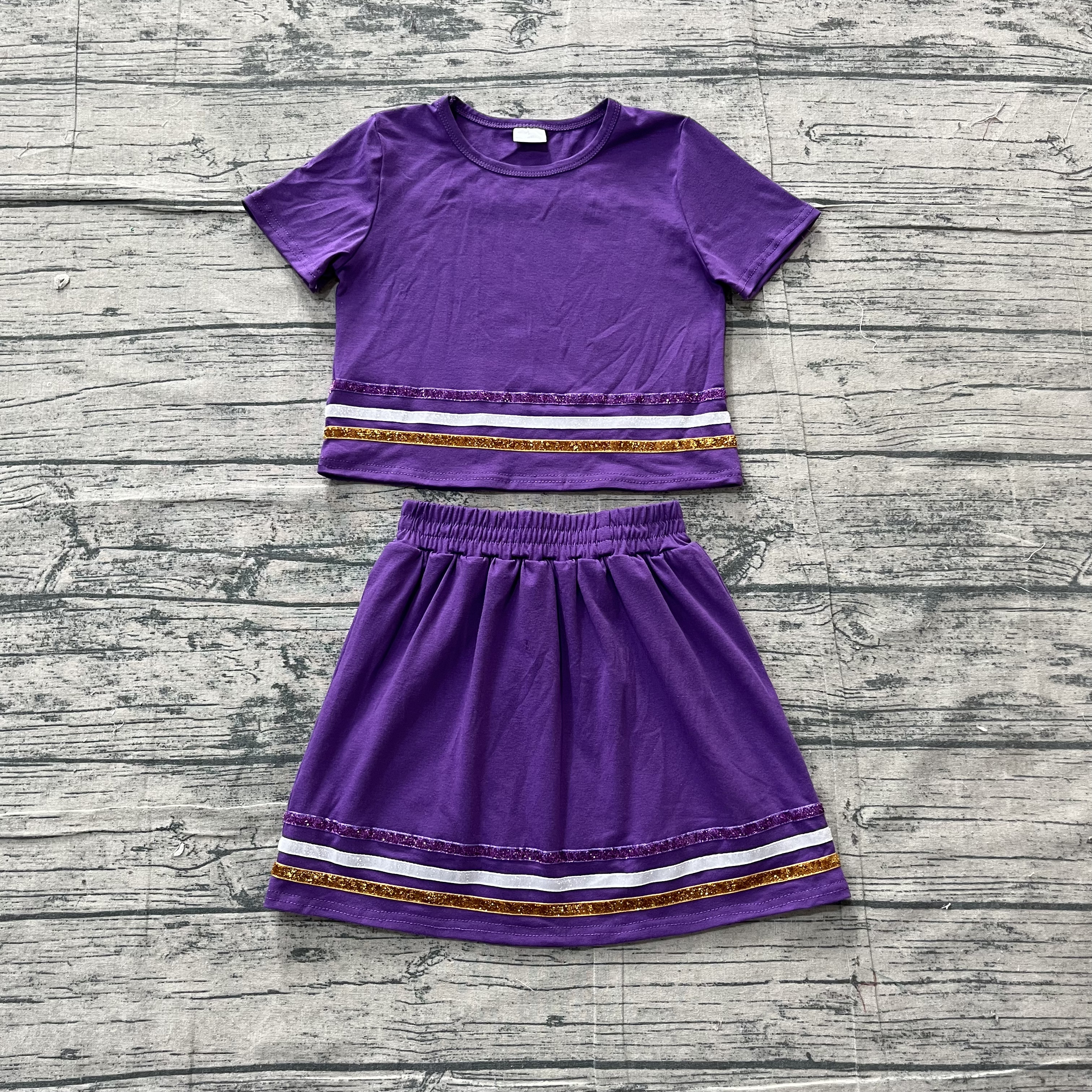 GSD3944 pre-order toddler clothes purple print girl summer short skirt set-real pic 2026.5.4 