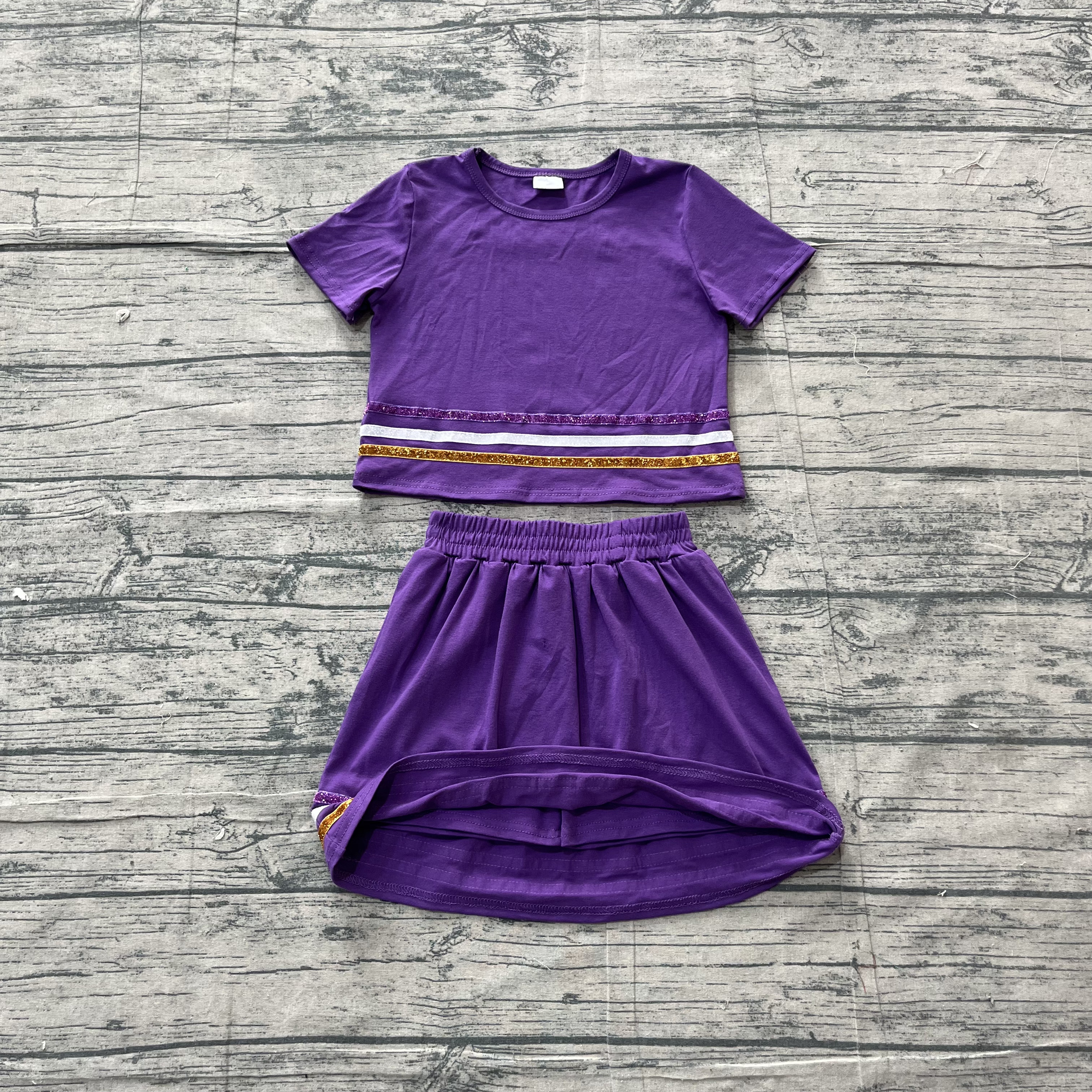 GSD3944 pre-order toddler clothes purple print girl summer short skirt set-real pic 2026.5.4 