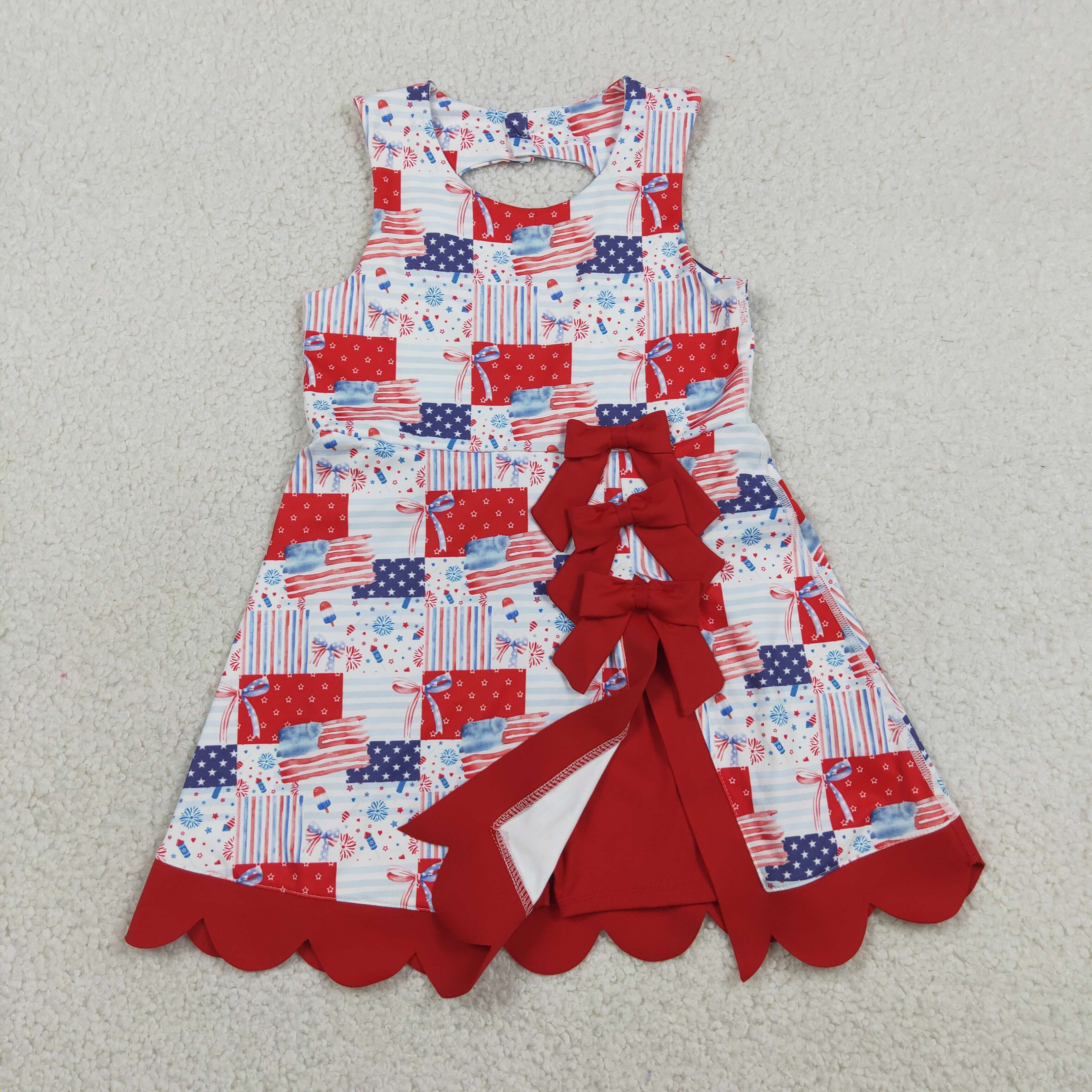 GSD3945 RTS toddler clothes flag girl 4th of July yoga summer dress sports dress