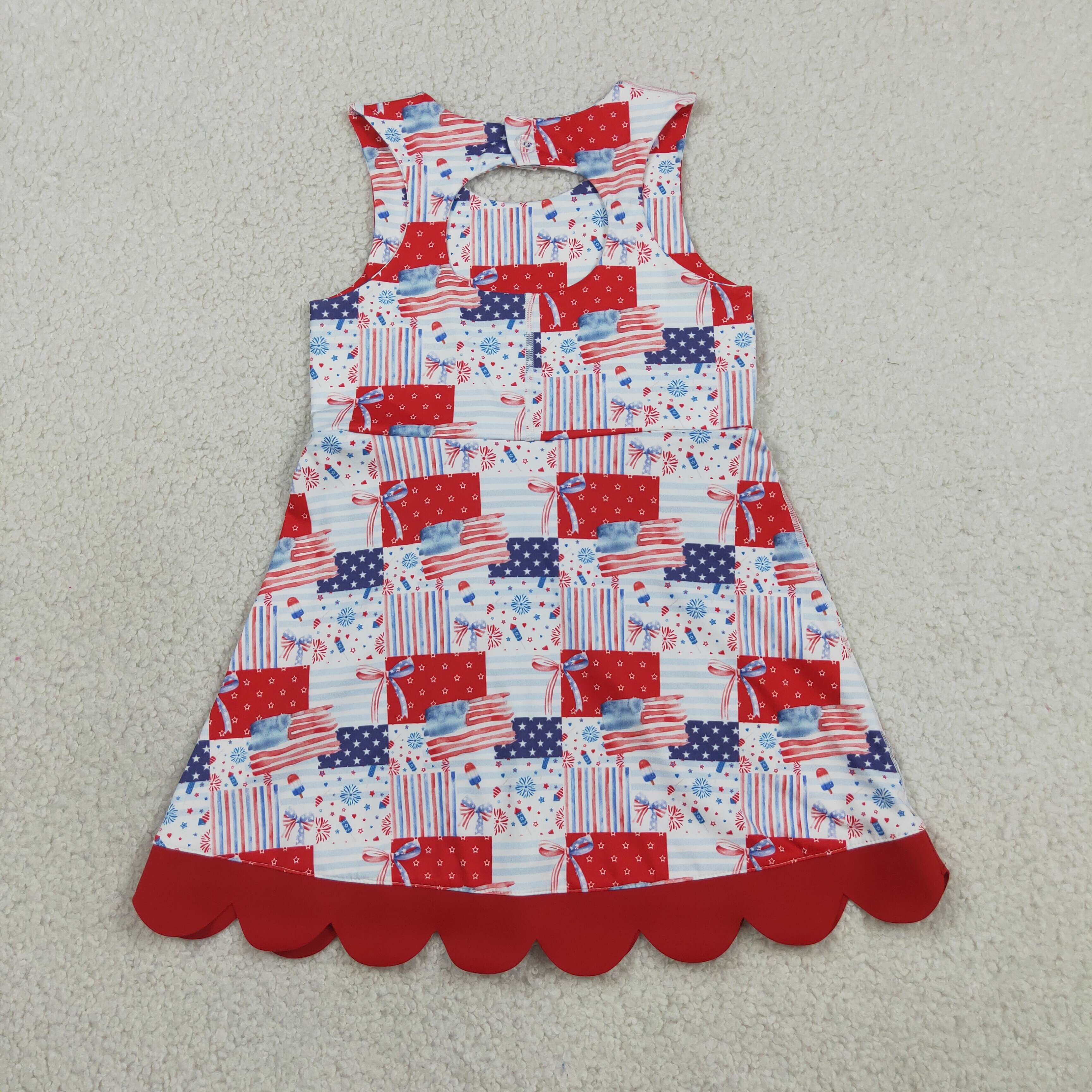 GSD3945 RTS toddler clothes flag girl 4th of July yoga summer dress sports dress